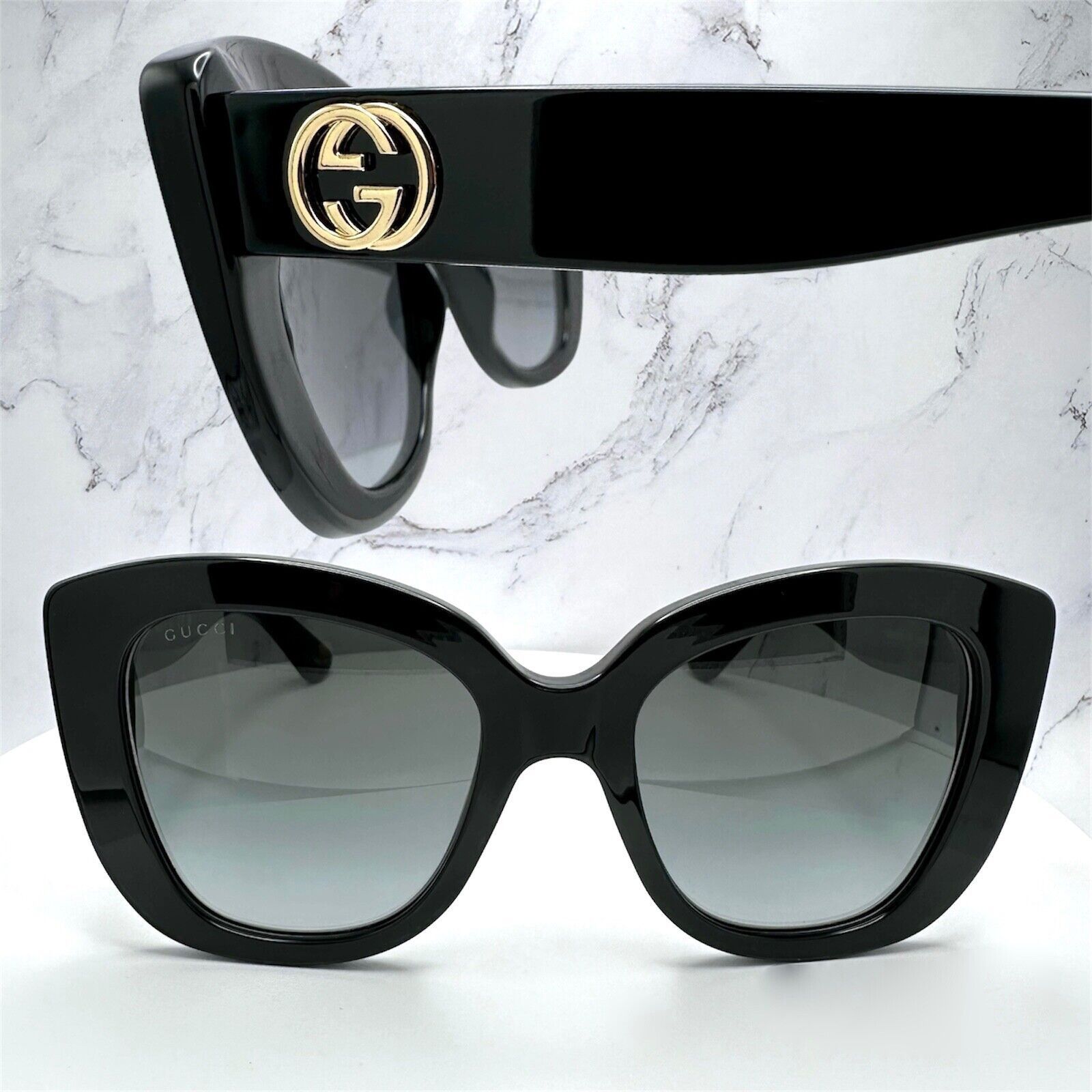 Gucci New Gucci Sunglasses Black Cat Eye Gold GG Metal Logo Size ONE SIZE - 23 Thumbnail