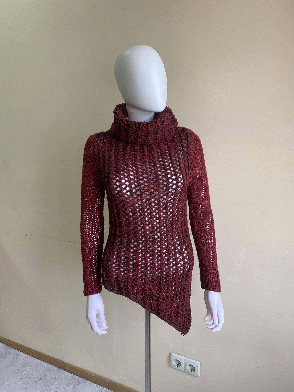 Helmut Lang Helmut Lang Red Open Knit Sweater Size P Size XS / US 0-2 / IT 36-38 - 3 Thumbnail