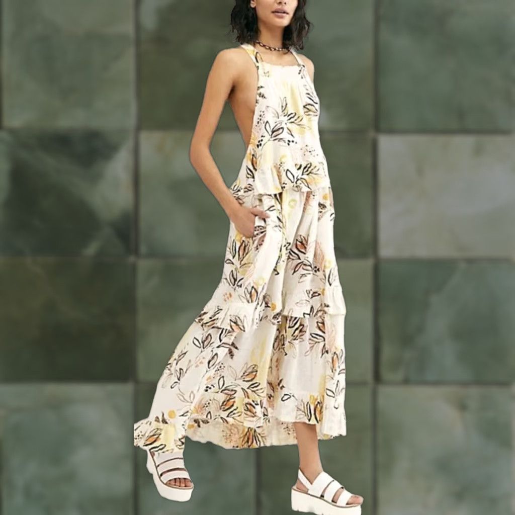 green free people maxi dress Green Embroidered High-Low Maxi Dress main image 0