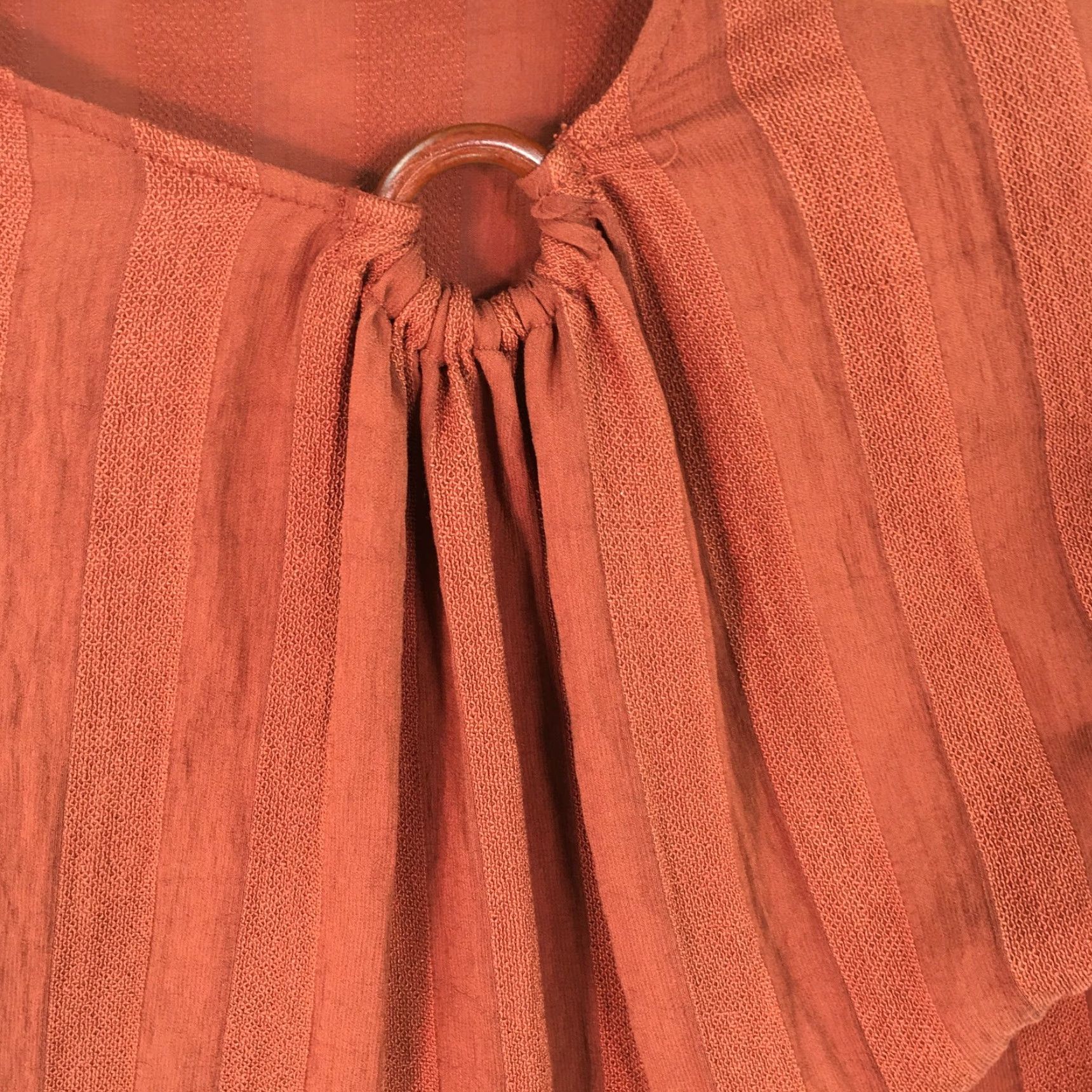 Zara Zara Womens Striped Blouse Top Rust Brown Short Sleeve Crew Neck Size Small Size S / US 4 / IT 40 - 4 Thumbnail