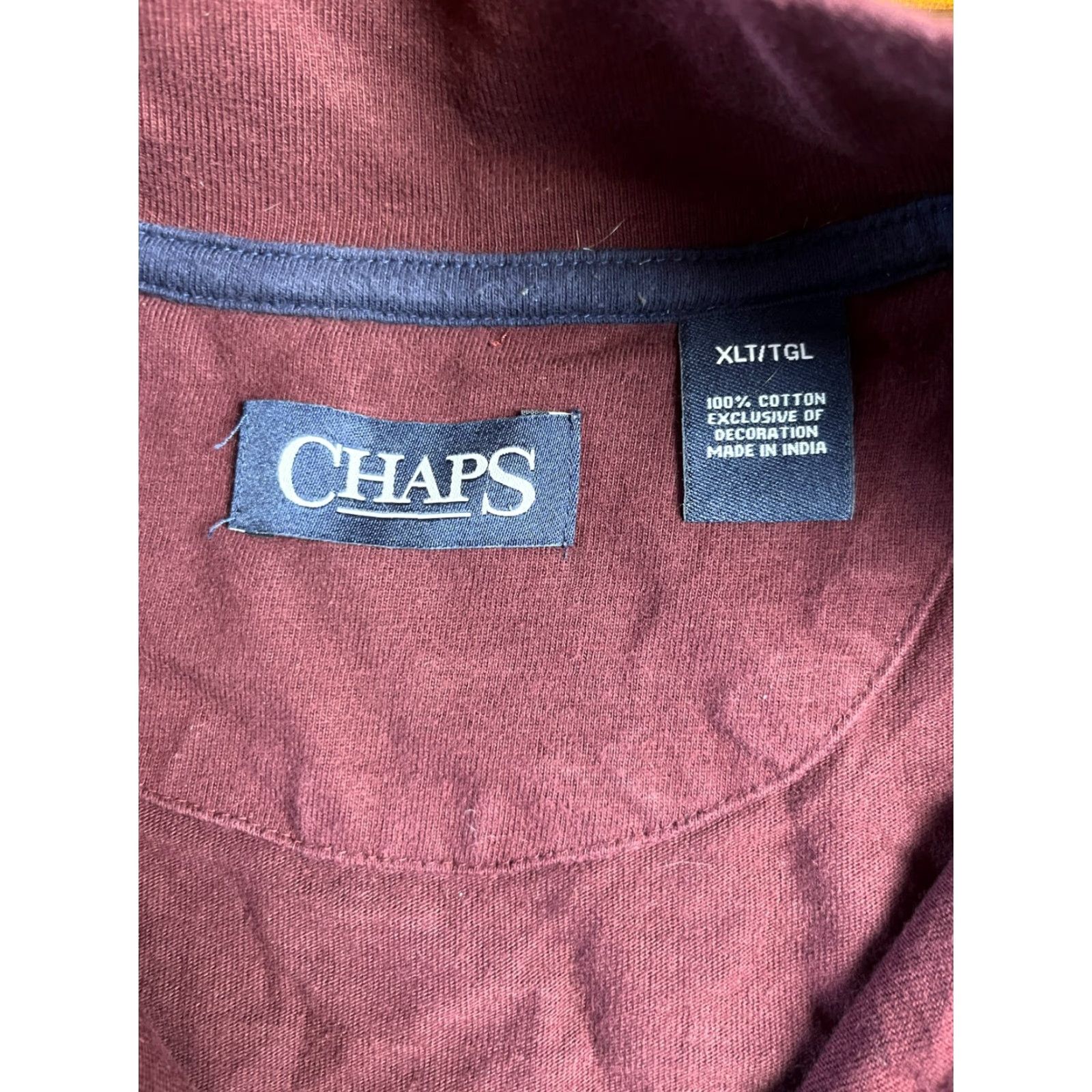 Chaps Chaps Shirt, Men's XL Tall, Maroon, Quarter Zip, Long Sleeve Shirt, Chaps, Men, XL Tall, Red, Regular Fit, Long Sleeve, Solid, Vintage: No Size US XL / EU 56 / 4 - 6 Thumbnail