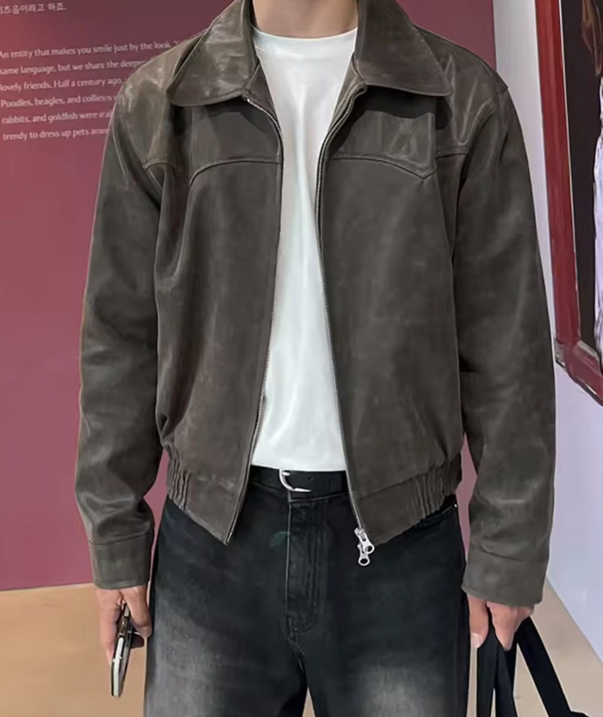 Japanese Brand Brown PU Leather Bomber Jacket Size US XL / EU 56 / 4 - 9 Thumbnail