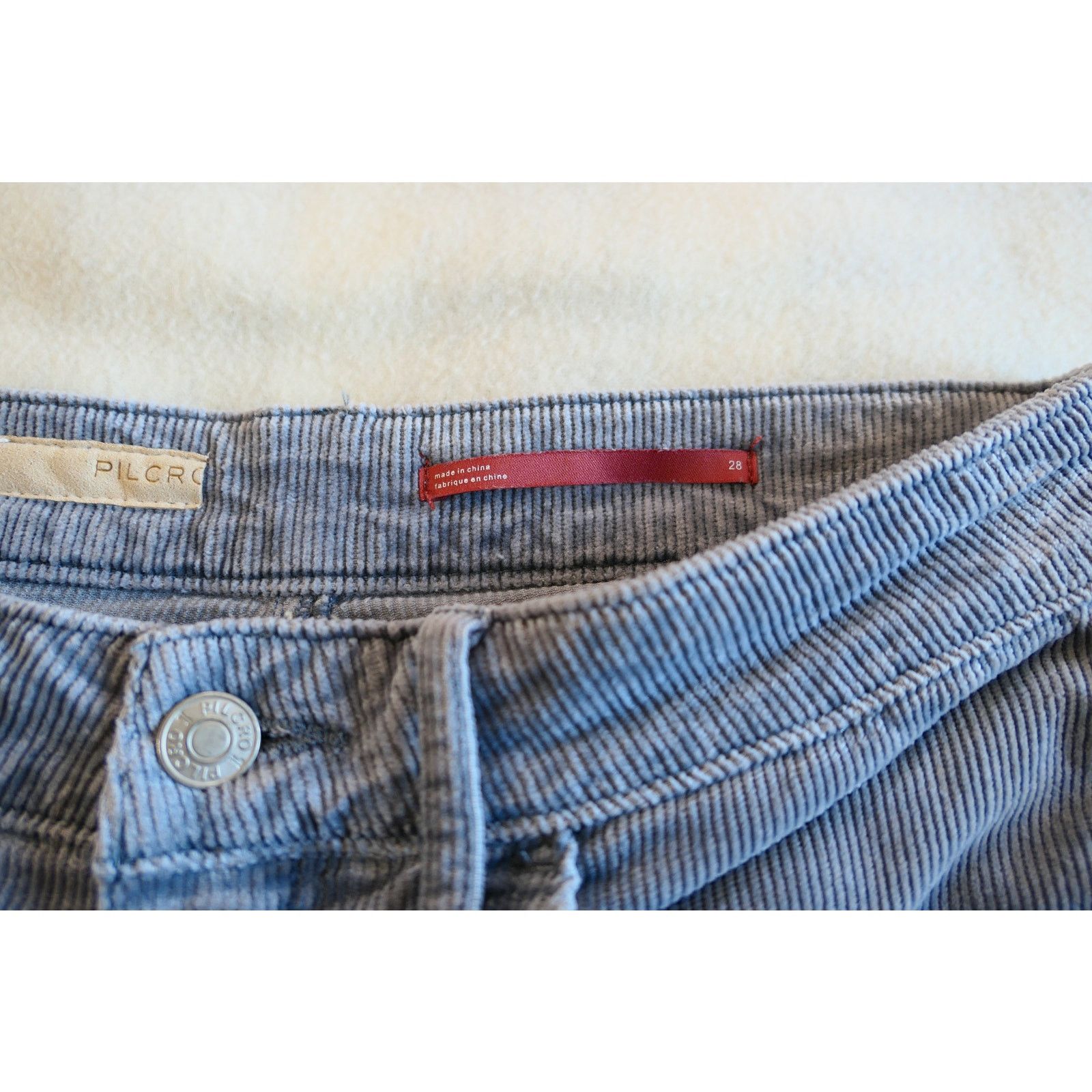 Anthropologie Pilcro Dusty Blue Gray Wide Leg Ultra HR Corduroy Pants 28 Size 28" / US 6 / IT 42 - 4 Thumbnail