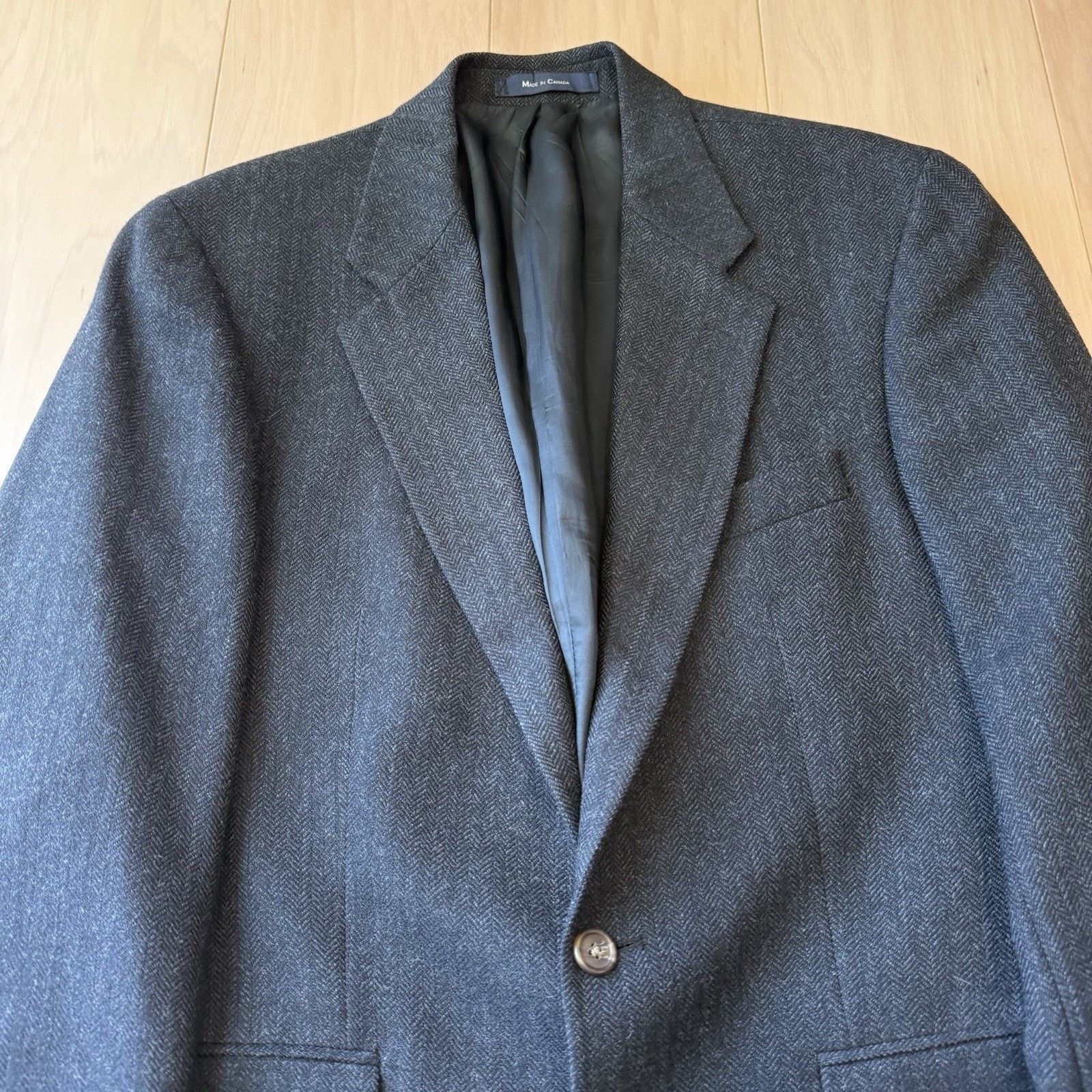 Polo Ralph Lauren × Vintage Vintage Polo University Club Blazer Medium Black Herringbone Size 42R - 3 Thumbnail
