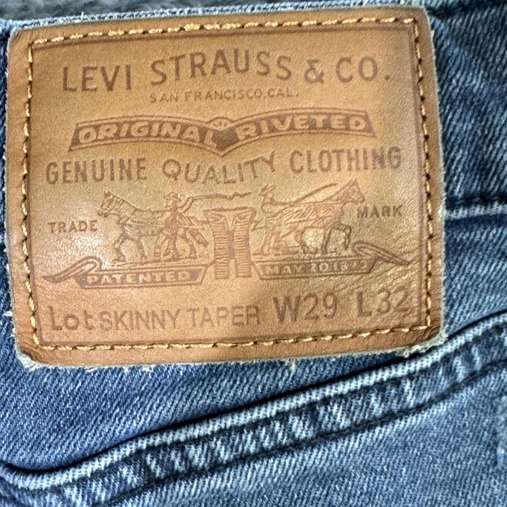 Levi's Levi's 502 Jeans Men 29x32 Blue Slim Tapered Denim Stretch 5-Pocket Button Zip Regular Waist 29 Size US 29 - 4 Thumbnail
