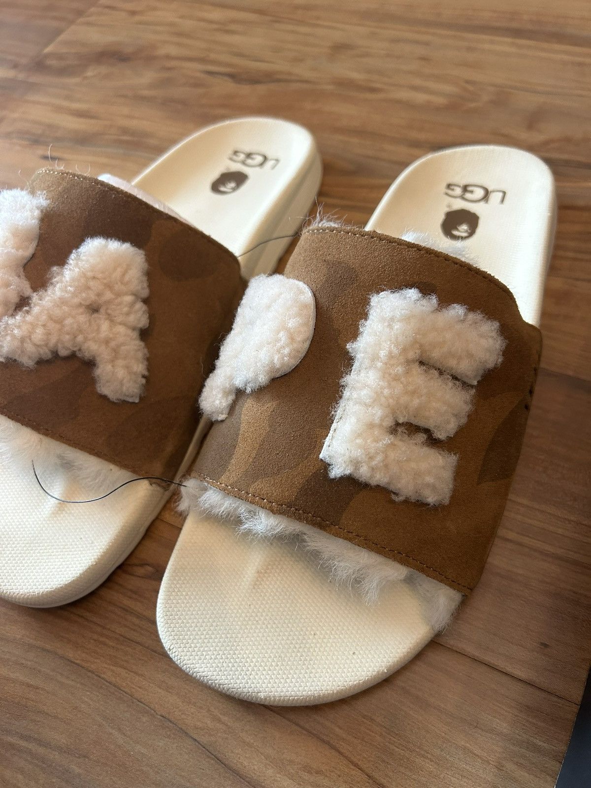 Bape × Ugg NEW RARE Bape x Uggs Fur Slides Size US 11 / EU 44 - 4 Thumbnail