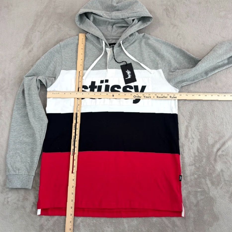 Spell Stussy Rugby Shirt Spell Out Logo Hoodie Multicolor Grey Black Red Colorblock Men L Hoodie Size US L / EU 52-54 / 3 - 6 Thumbnail
