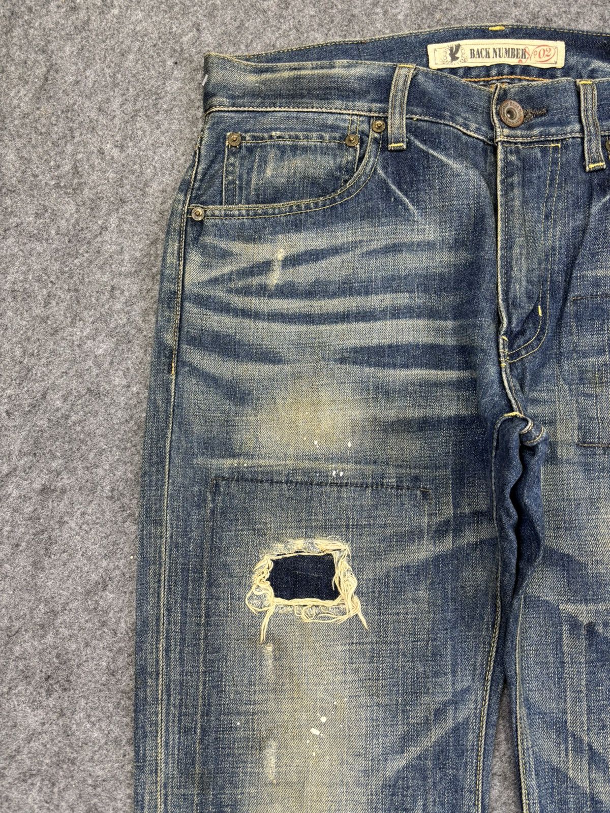 Japanese Brand 💥Sick💥Back Number Patchwork Paint Splatter Denim F864 Size US 34 / EU 50 - 4 Thumbnail