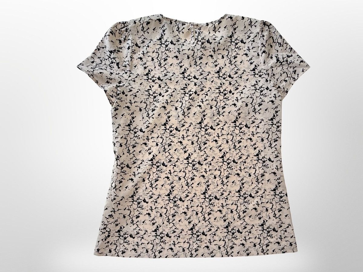 French Connection French Connection Black Marbled Short Sleeve Blouse Size M / US 6-8 / IT 42-44 - 2 Thumbnail