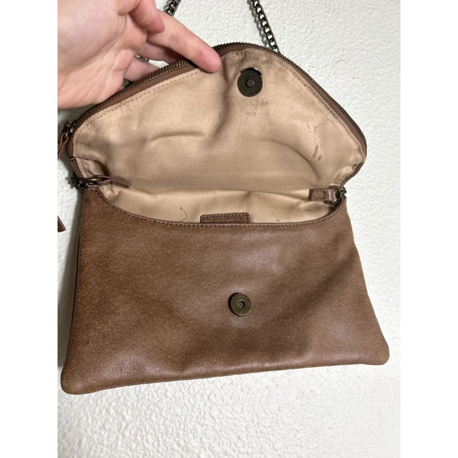 J.Crew J.CREW Clutch Shoulder Bag Brown Leather Chain Flap 10.5x6.5 Womens Bag Size ONE SIZE - 6 Thumbnail
