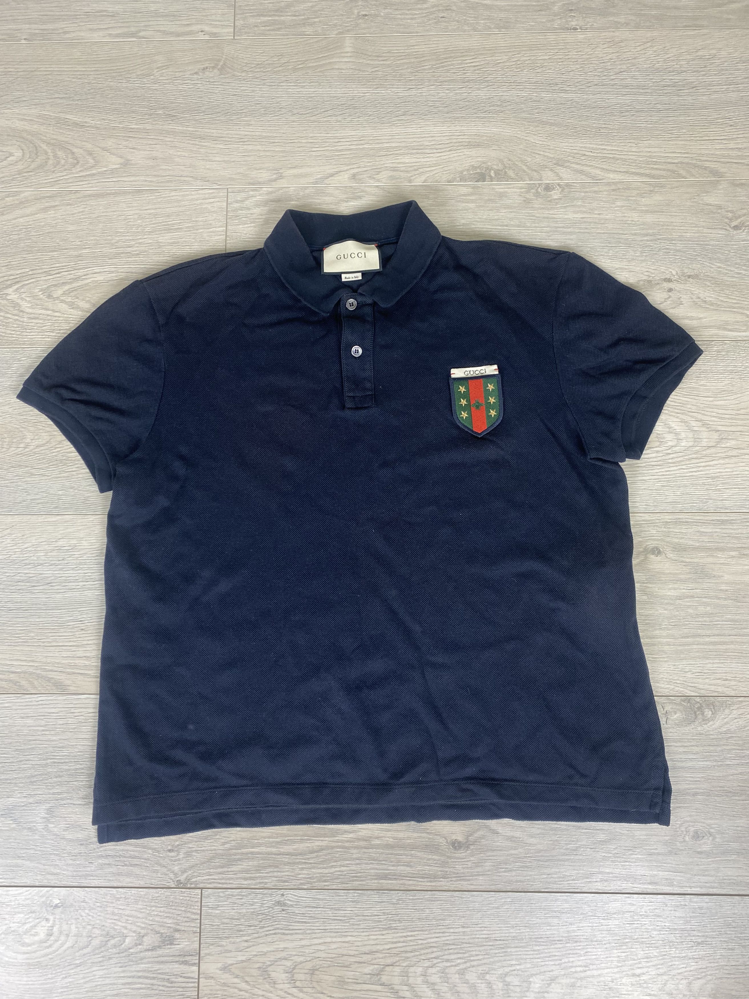 image of Gucci Bee Polo in Navy Blue, Men's (Size 2XL)