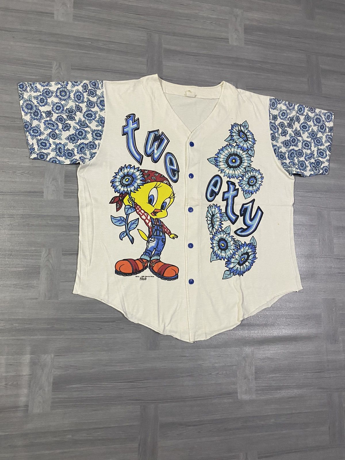 Cartoon Network Vintage 90s Looney Tunes Tweety Ditsy Flora Cartoon Shirt Size US XL / EU 56 / 4 - 3 Thumbnail