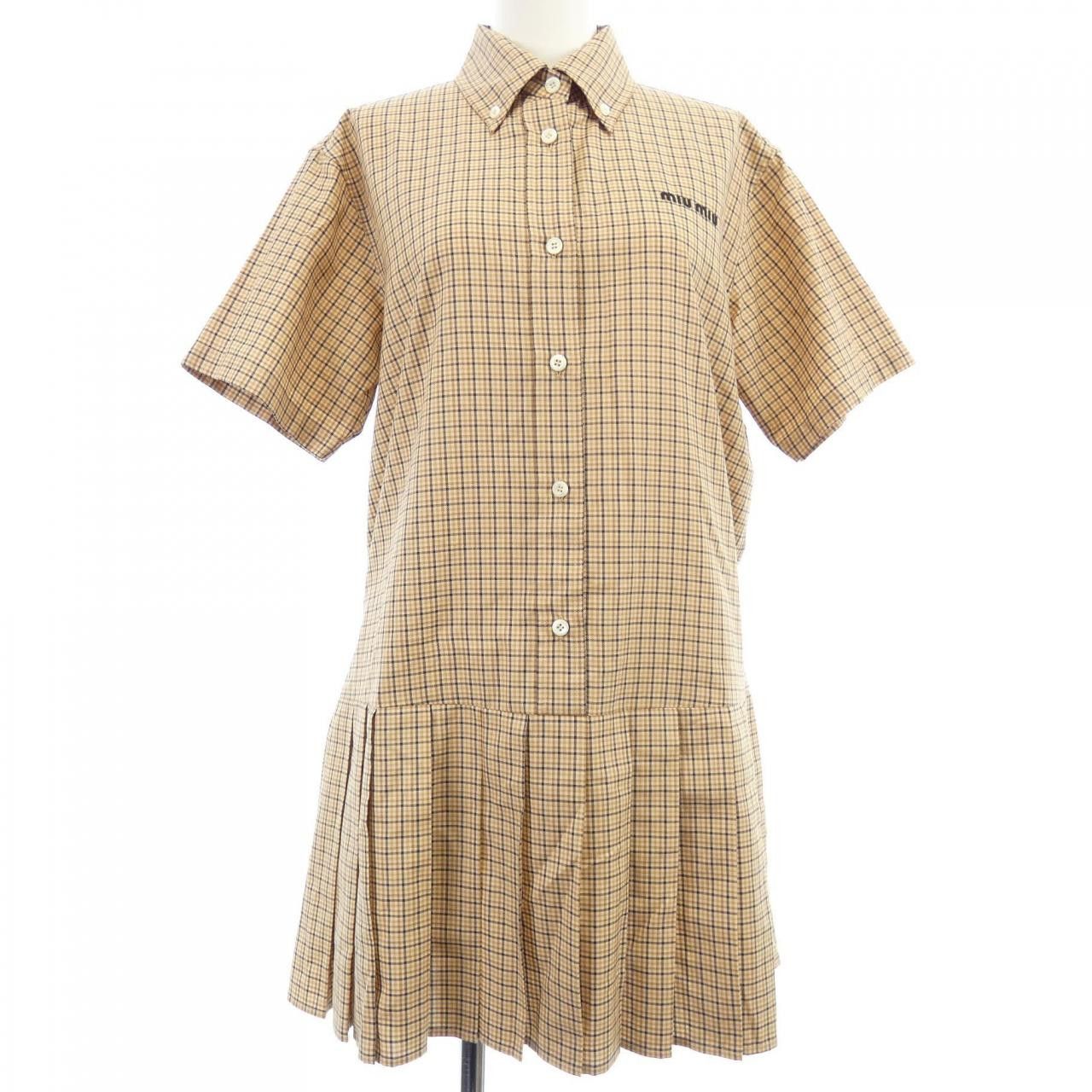 Miu Miu Miu Miu Miu Miu POPLIN DRESS Poplin Dress Cotton Dresses MF5399 SOOO 142L DUTY FREE for USA Size ONE SIZE - 1 Thumbnail