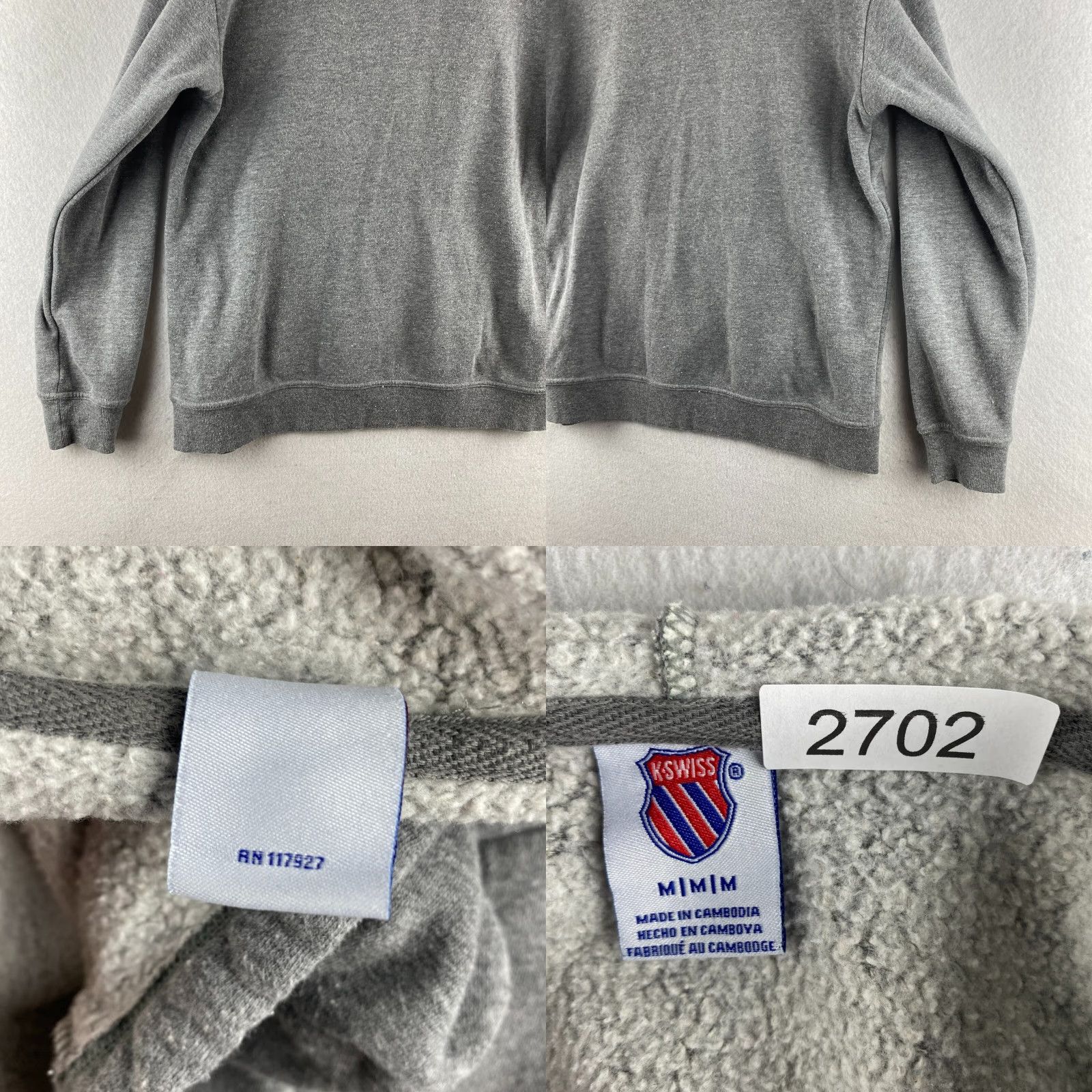 Vintage K Swiss Hoodie Mens M Gray Pullover Hooded Fleece Embroidered Drawstring Logo Size US M / EU 48-50 / 2 - 10 Thumbnail