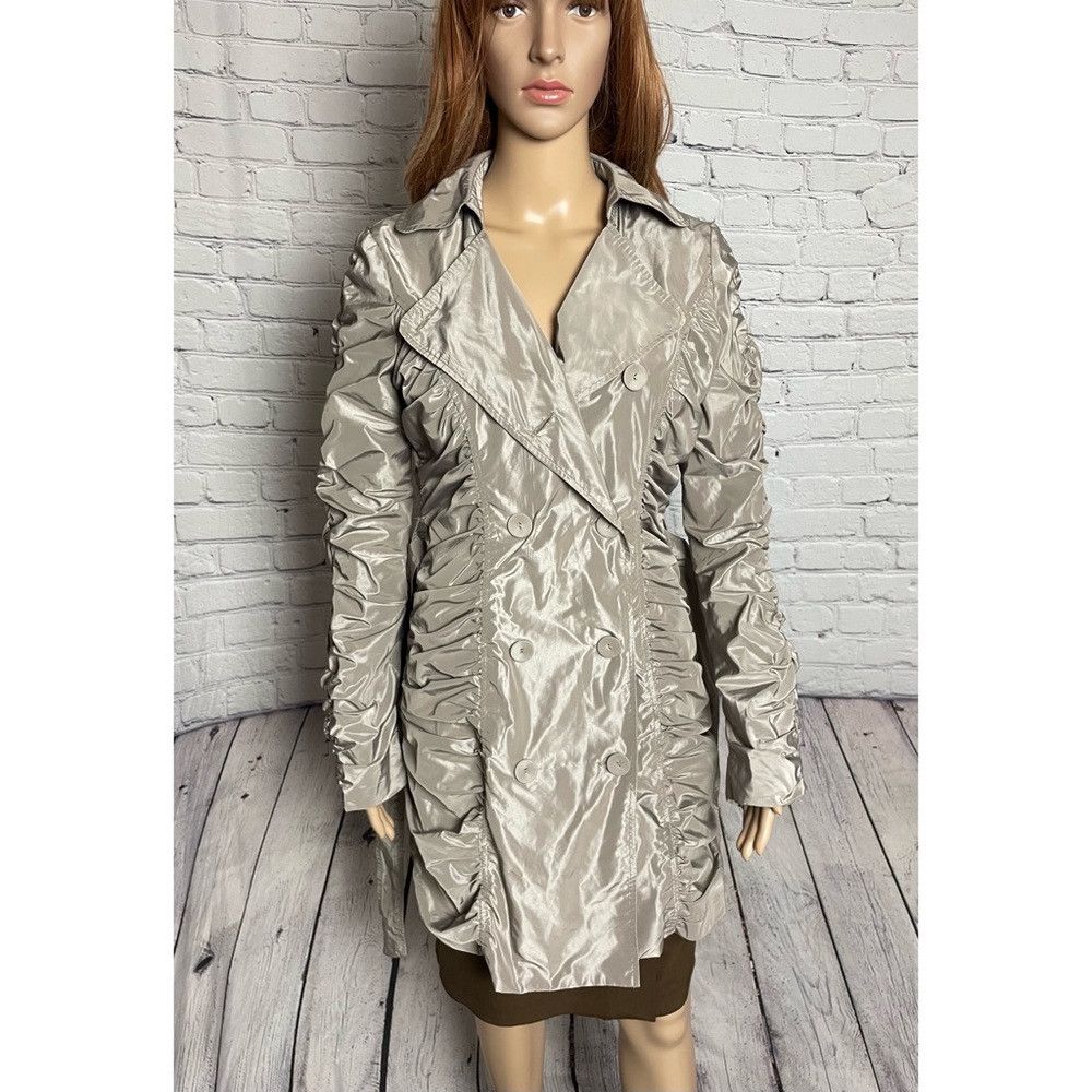 Other Lucy Paris Silver Ruched Rain Trench Coat With Belt Size Eu Size S / US 4 / IT 40 - 5 Thumbnail