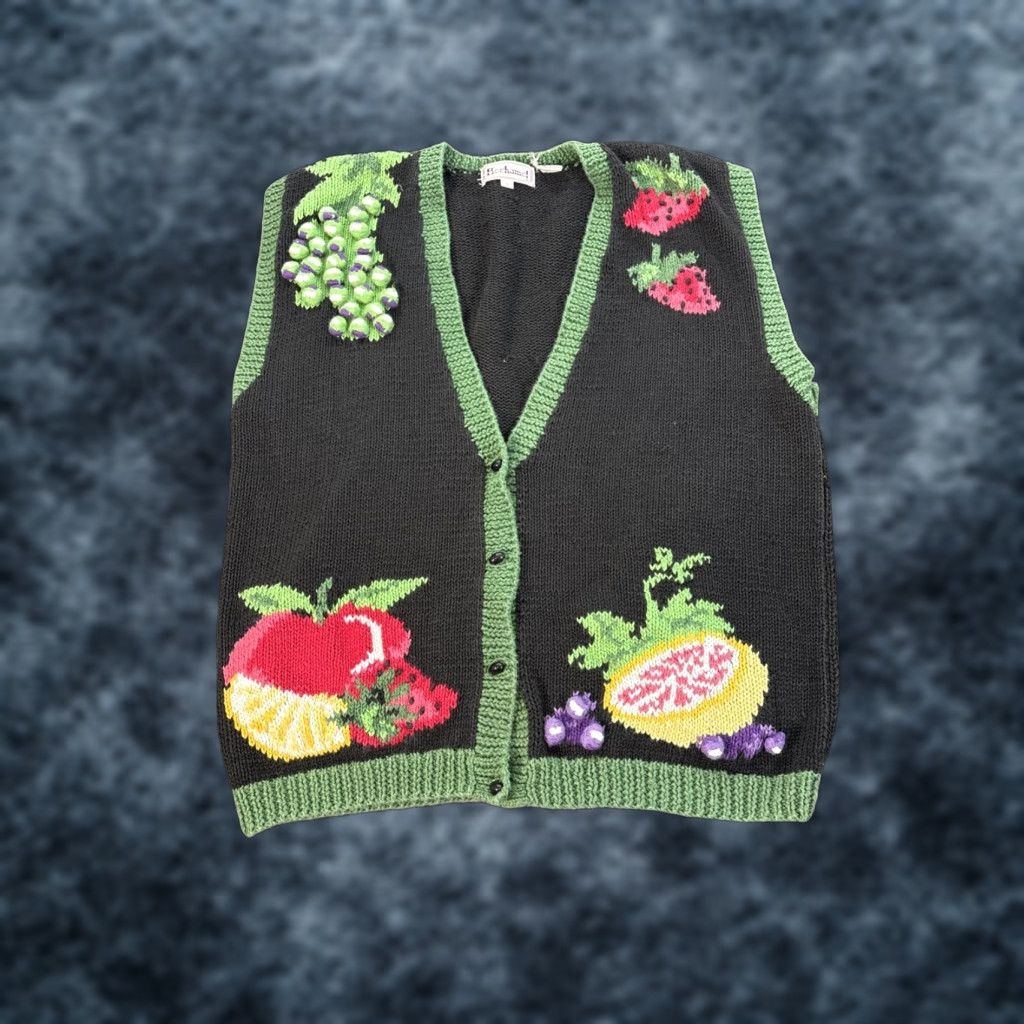 Vintage VINTAGE Bechamel Cardigan Sweater Vest Womens Large Black Knit 3d Bechamel L Sleeveless V-Neck Knitted Cotton Ramine Size L / US 10 / IT 46 - 1 Thumbnail