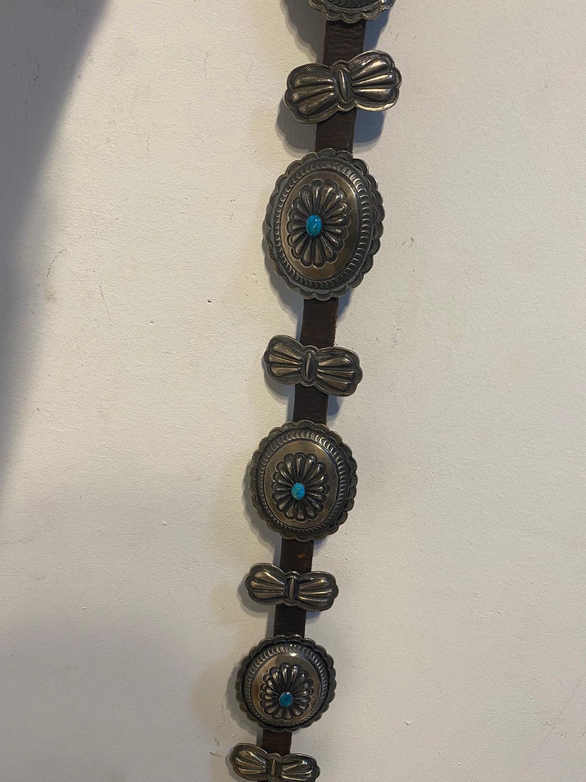 Sterling Silver Signed H Morgan Navajo Sterling ,Turquoise Concho Belt Size ONE SIZE - 6 Thumbnail