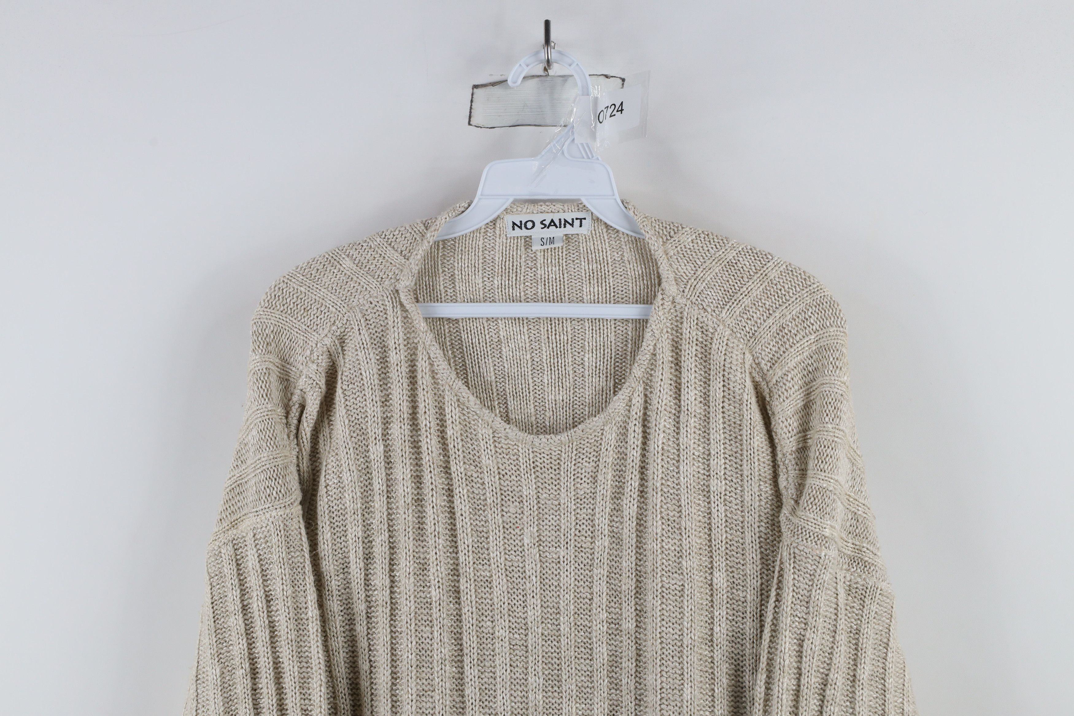 Vintage Vintage 90s Streetwear Ribbed Knit Sweater Oatmeal Brown USA Size S / US 4 / IT 40 - 2 Thumbnail