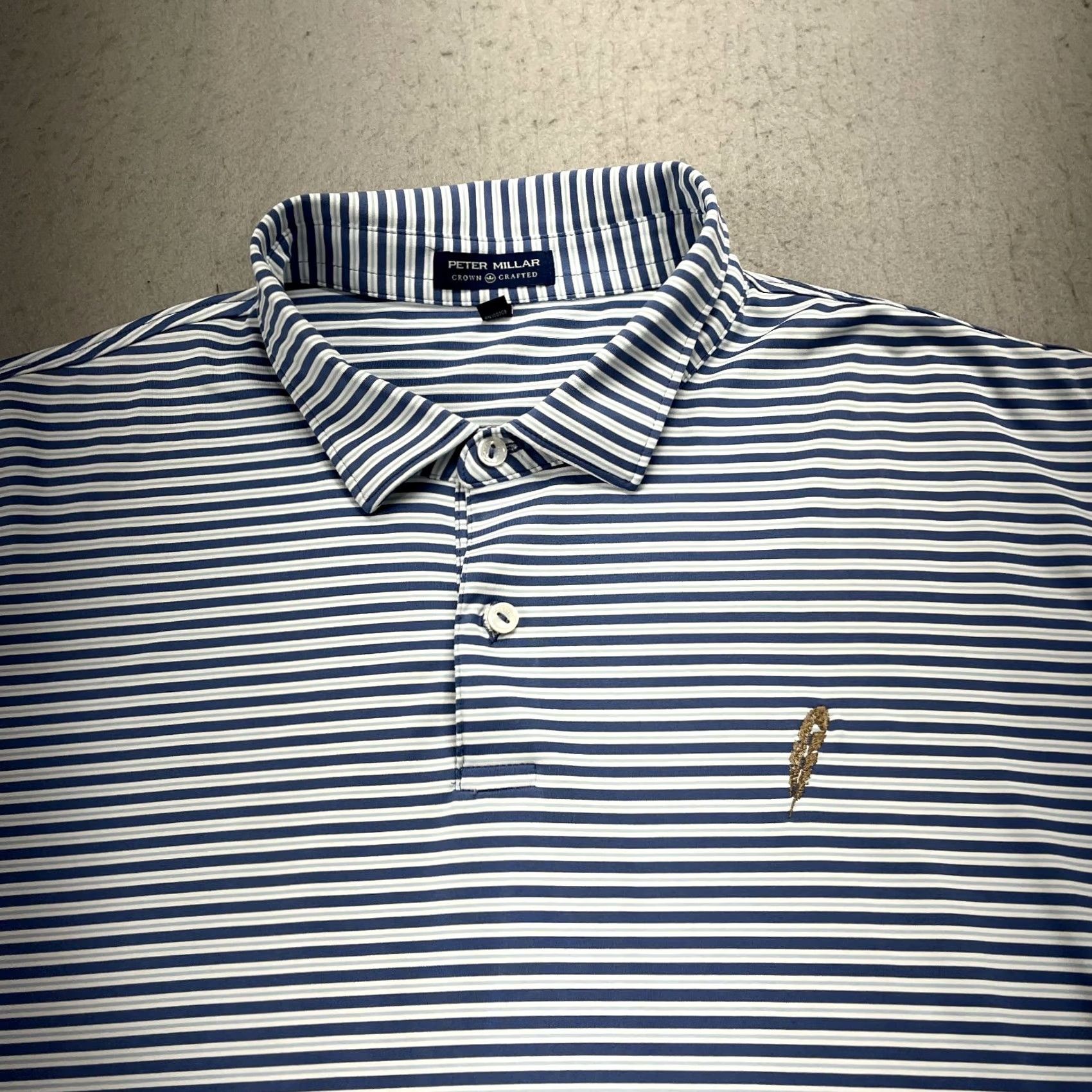Peter Millar Peter Millar Crown Sport Polo Shirt Mens XL Blue Striped Logo Golf Crown Crafted 90s Classic Sports Mens XL Blue Polo Shirt Size US XL / EU 56 / 4 - 2 Thumbnail