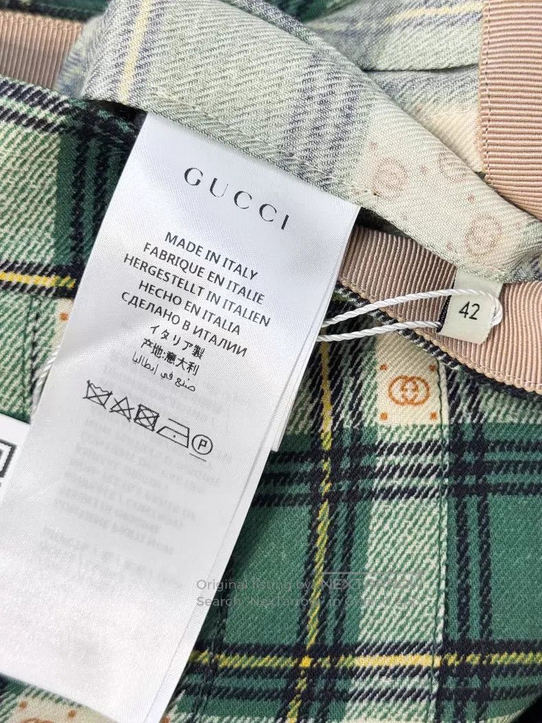 Gucci Gucci Retro green plaid old flower full print irregular pl Size 27" / US 4 / IT 40 - 6 Thumbnail