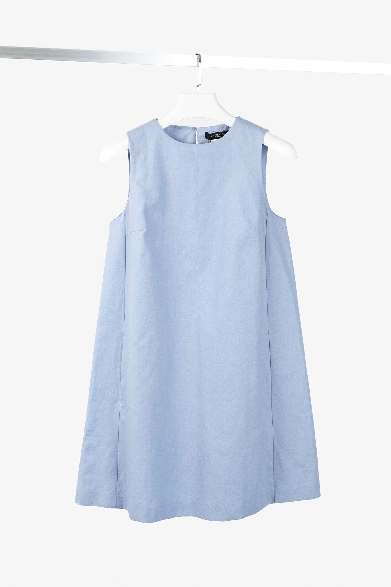 Weekend Max Mara Weekend Max Mara Racer Light Blue Cotton & Linen Short Dress Size S / US 4 / IT 40 - 1 Thumbnail