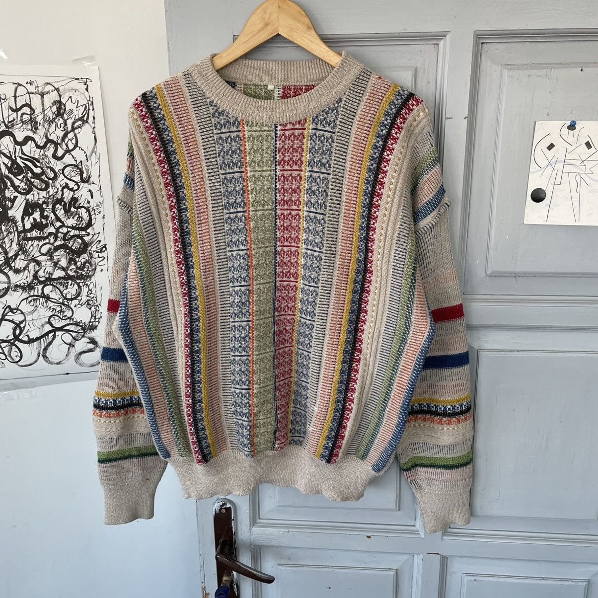 Designer × Vintage Vintage Coogi style Knit Sweater Avantgarde Y2k size M Size US L / EU 52-54 / 3 - 3 Thumbnail