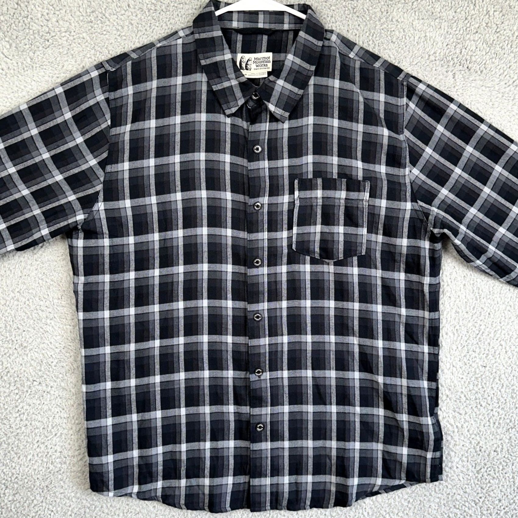 Marmot Marmot Mountain Works Shirt Button-Up Plaid Flannel Black Gray Long Sleeve Mens L/G Button-Down Collared Casual Outdoor Size US L / EU 52-54 / 3 - 3 Thumbnail