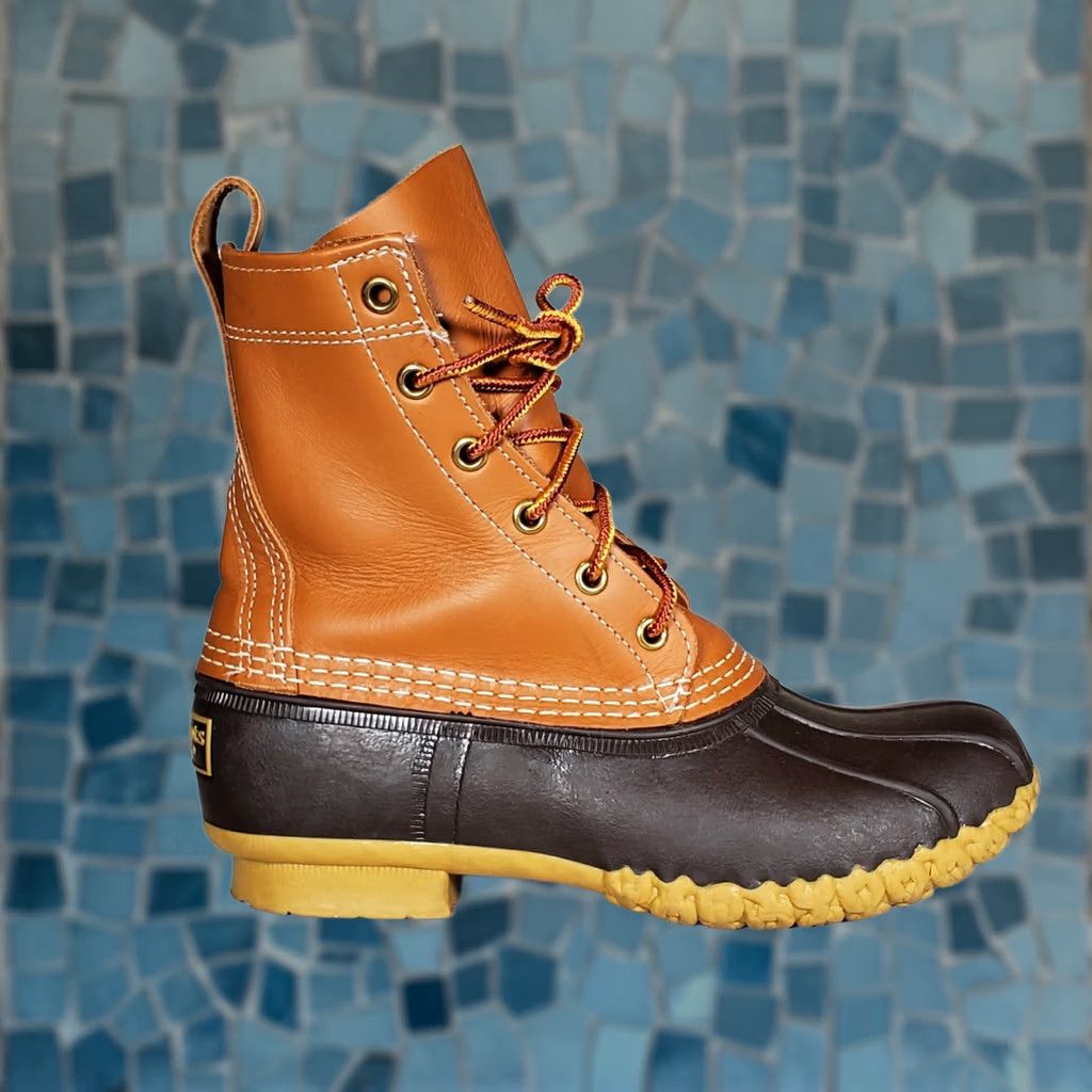 Vintage L.L. Bean 8" Duck Boots Brown Leather Waterproof Rain Hunting Womens US 6 M Size US 6 / IT 36 - 1 Thumbnail