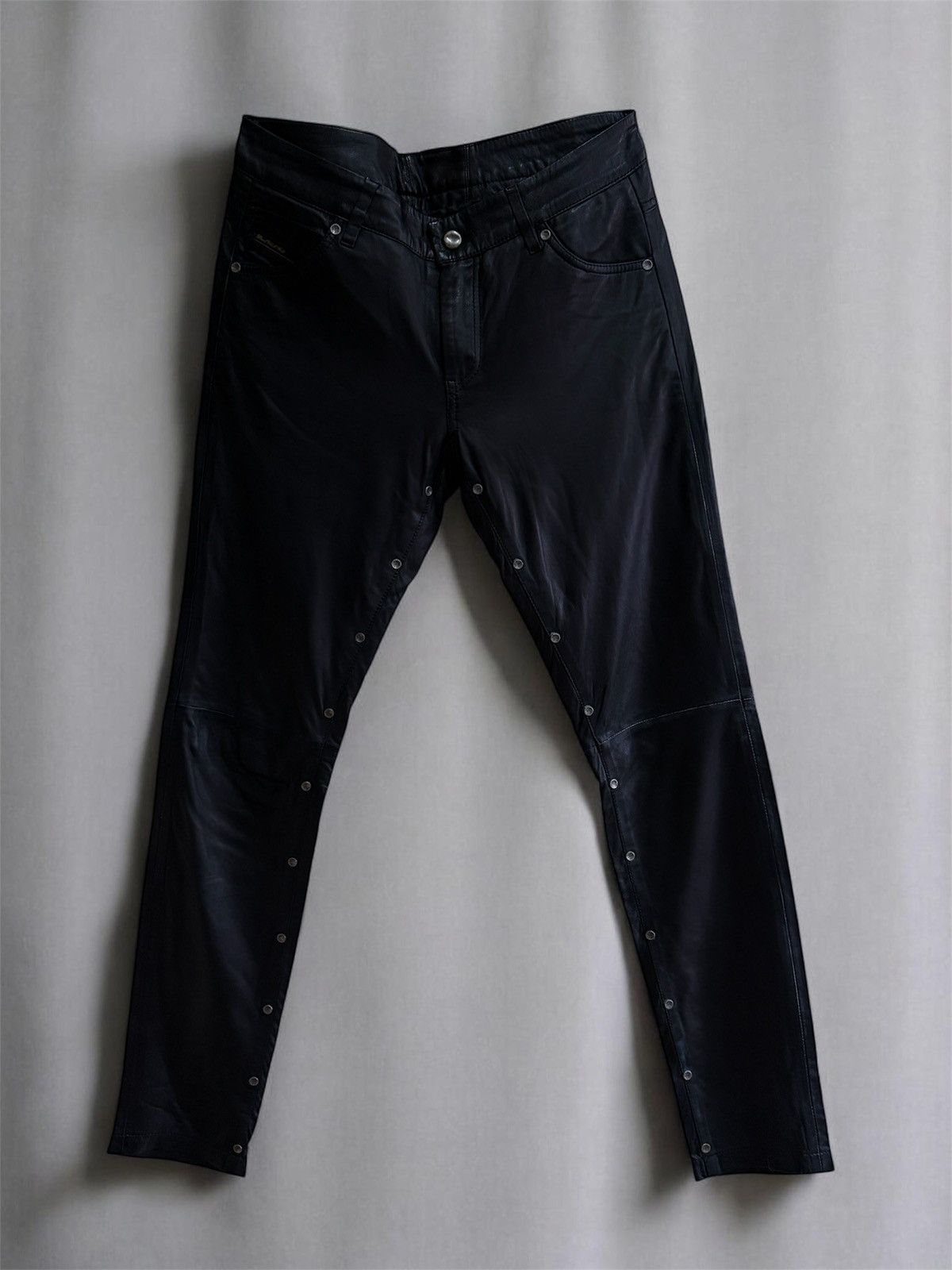 Diesel Black Gold Diesel Black Gold Lambskin Leather Pants Snap Detail 27 Size 27" / US 4 / IT 40 - 1 Thumbnail