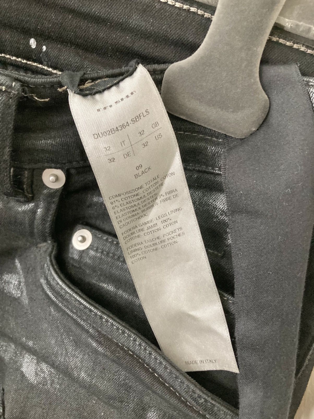 Rick Owens Black Foil Slash Stretch Denim