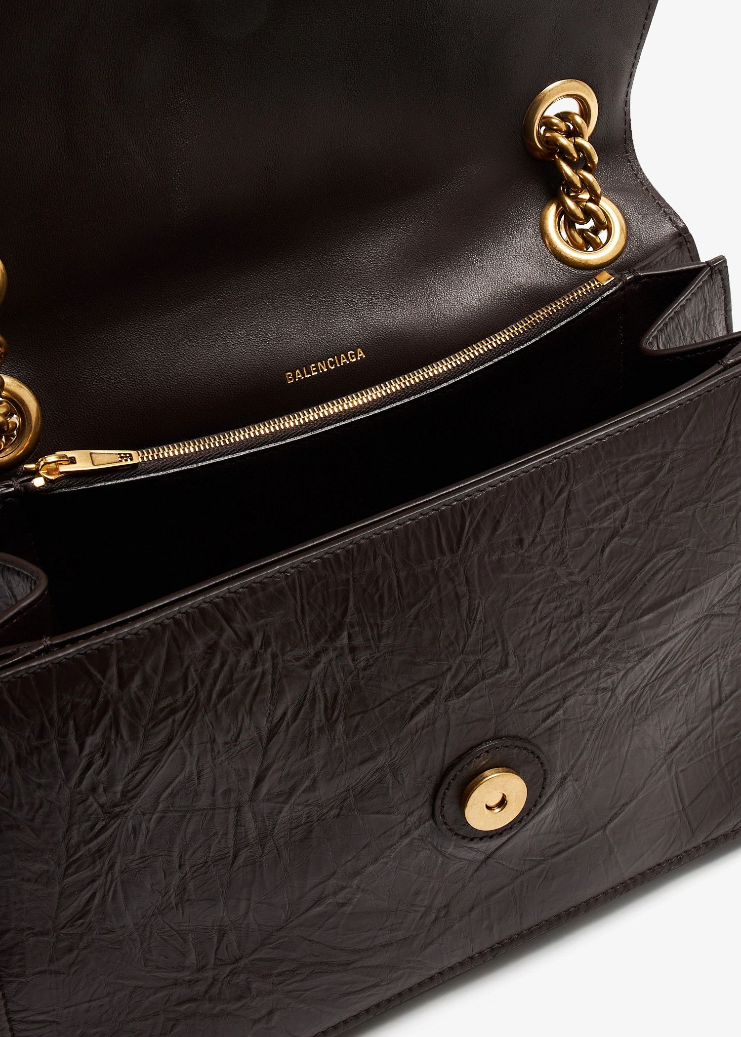 Balenciaga o1s1rm1025 Size: OS / Crush Chain Bag Medium in Brown Size ONE SIZE - 4 Thumbnail