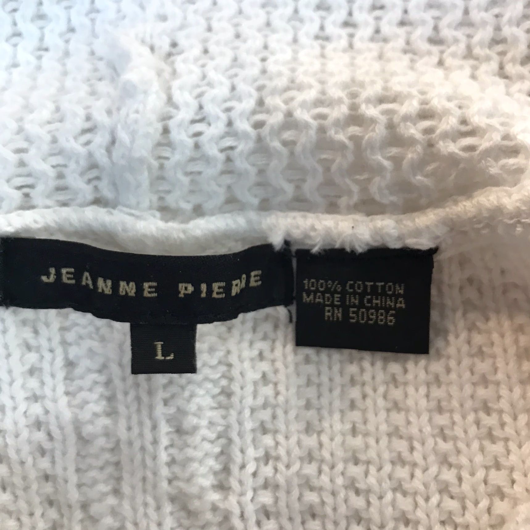 Vintage Jeanne Pierre Women's Sweater Pullover V-Neck Cable Knit Long Sleeve Casual Fall Winter Size L White Size L / US 10 / IT 46 - 7 Thumbnail