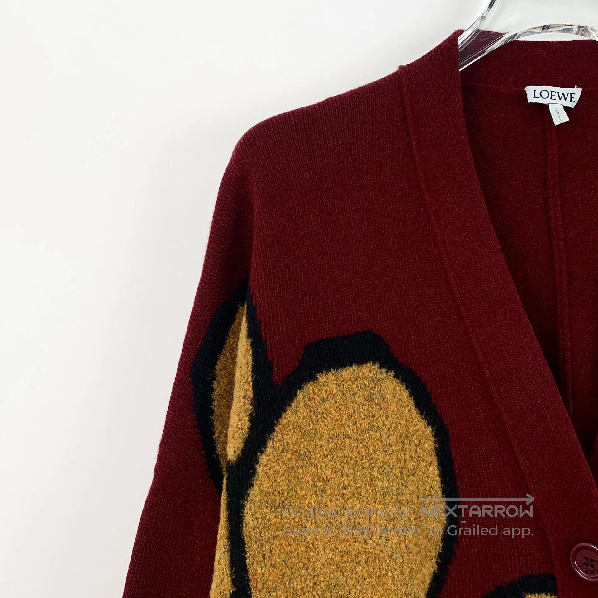 Loewe Loewe Red Floral Embroidered Wool V-neck Irregular Long Sl Size XS / US 0-2 / IT 36-38 - 3 Thumbnail