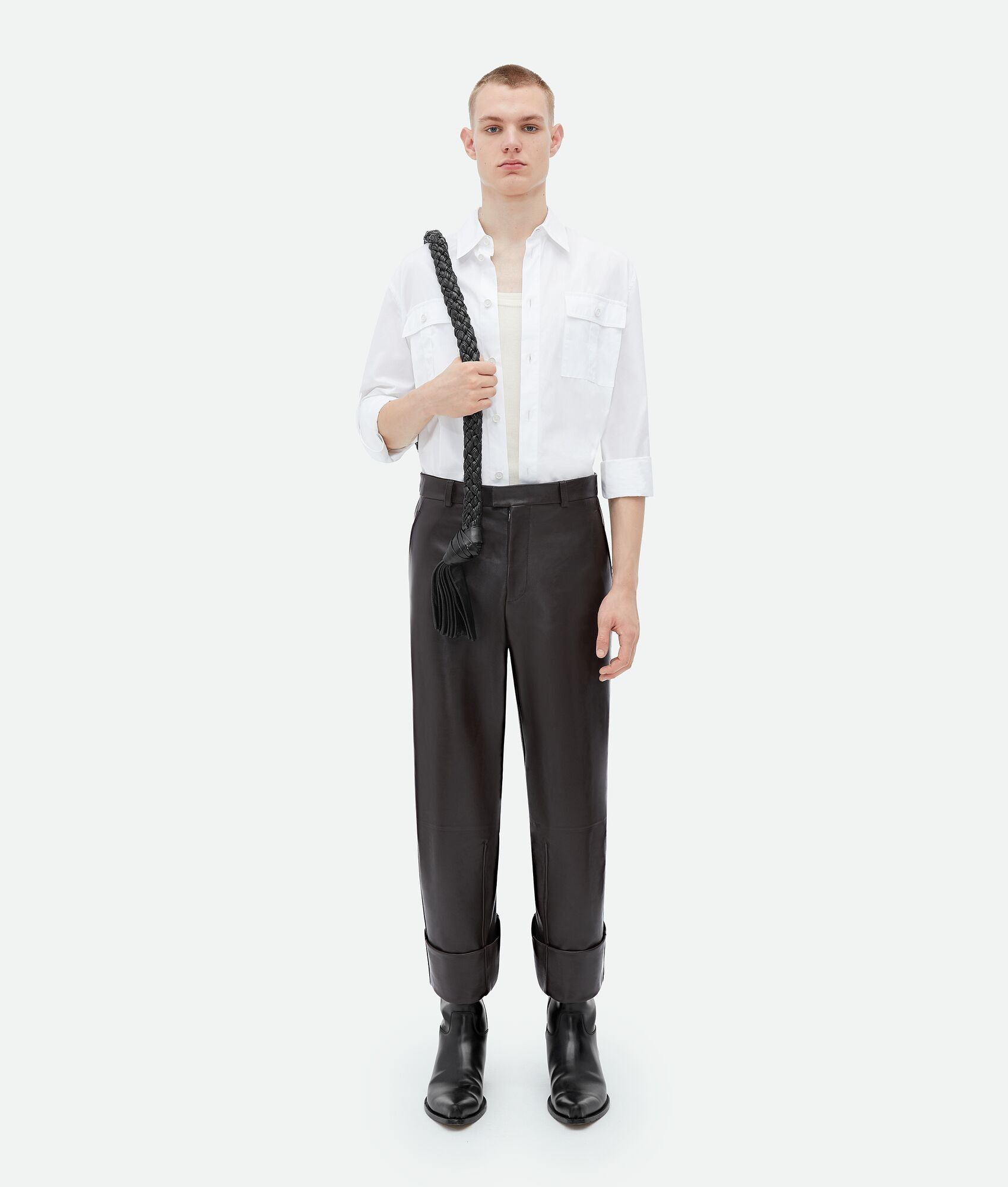 Bottega Veneta o1n1vont1224 Relaxed Fit Cotton Shirt in White Size US S / EU 44-46 / 1 - 5 Thumbnail