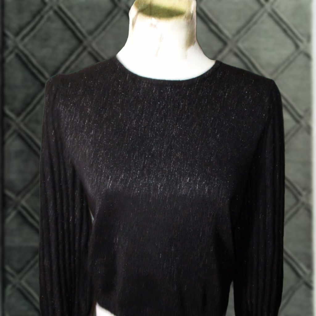 Nanette Lepore NANETTE LEPORE Black Lurex Heavy Knit Long Sleeve Top Women's M Blouse Size M / US 6-8 / IT 42-44 - 1 Thumbnail