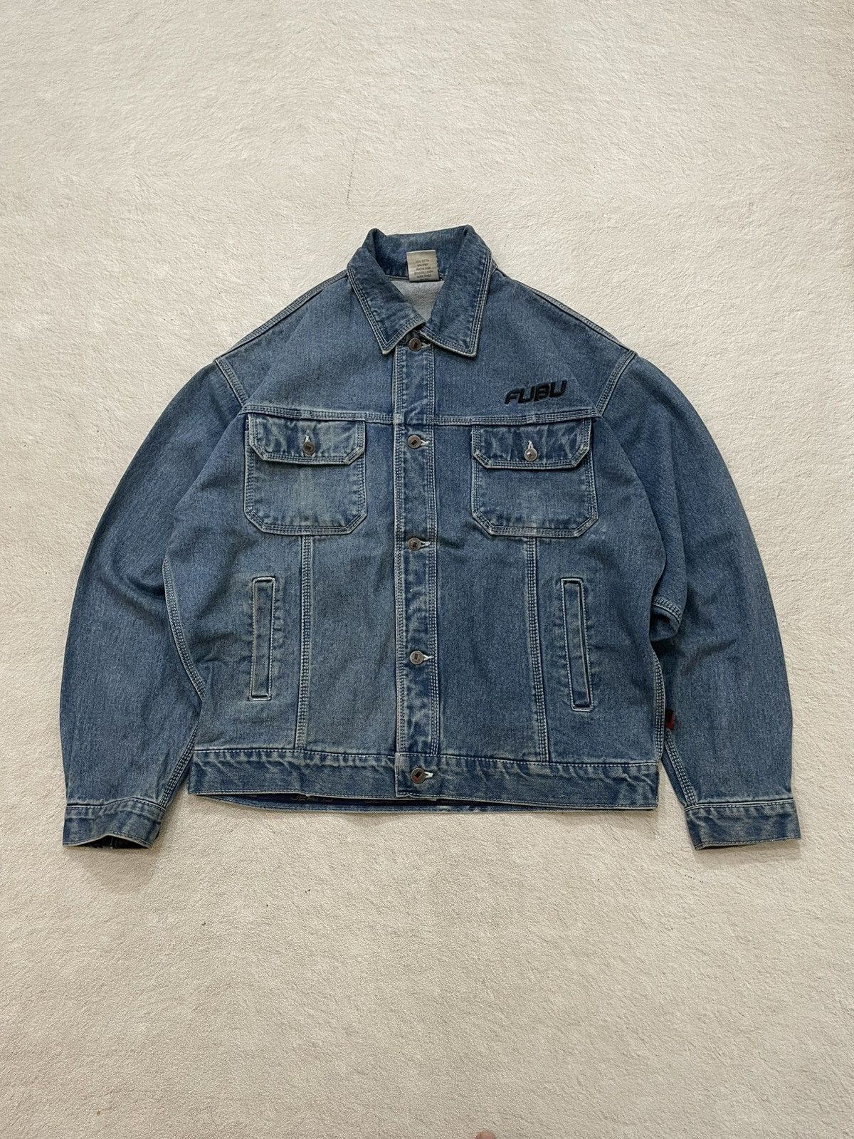 Japanese Brand 2000s Japan Fubu Denim Jacket Embroidered Big Logo Y2K 14th Size US XL / EU 56 / 4 - 1 Thumbnail