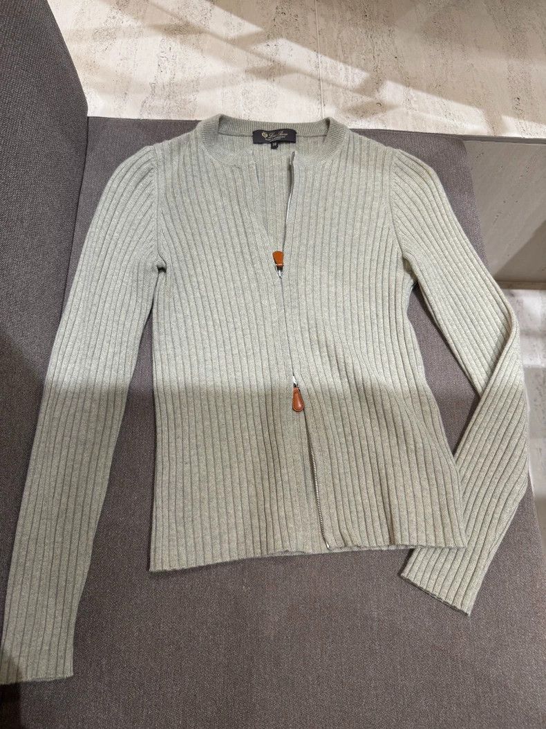 Other LORO PIANA Gray green cashmere zip sweater Size S / US 4 / IT 40 - 1 Thumbnail