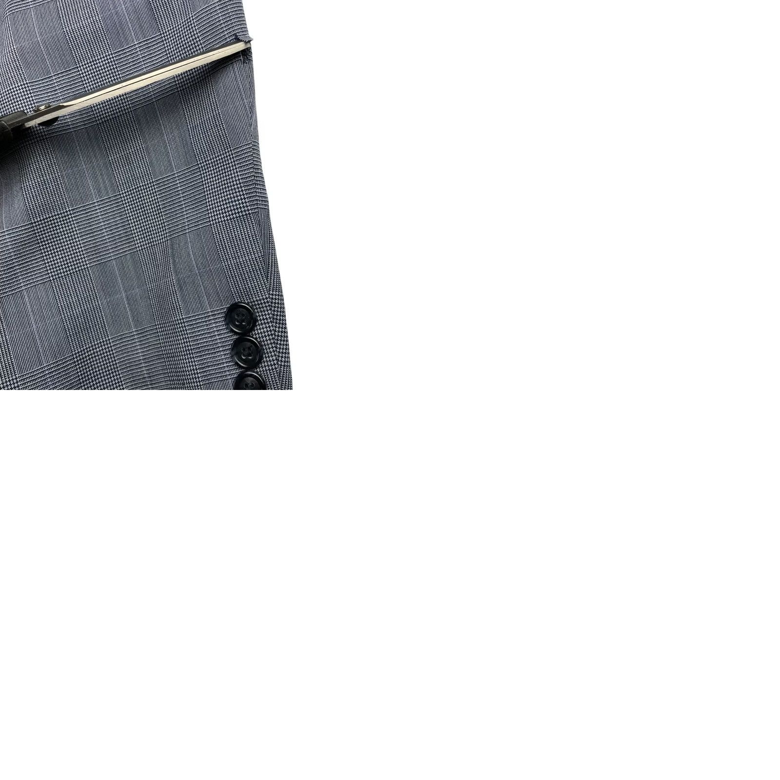 Jos. A. Bank Jos A Bank Men's Wool 2-Button Suit Blue Glen Plaid 40 Long | 34x28 Suit Mens Wool Glen Plaid Blue 2-Button Size 34R - 10 Thumbnail