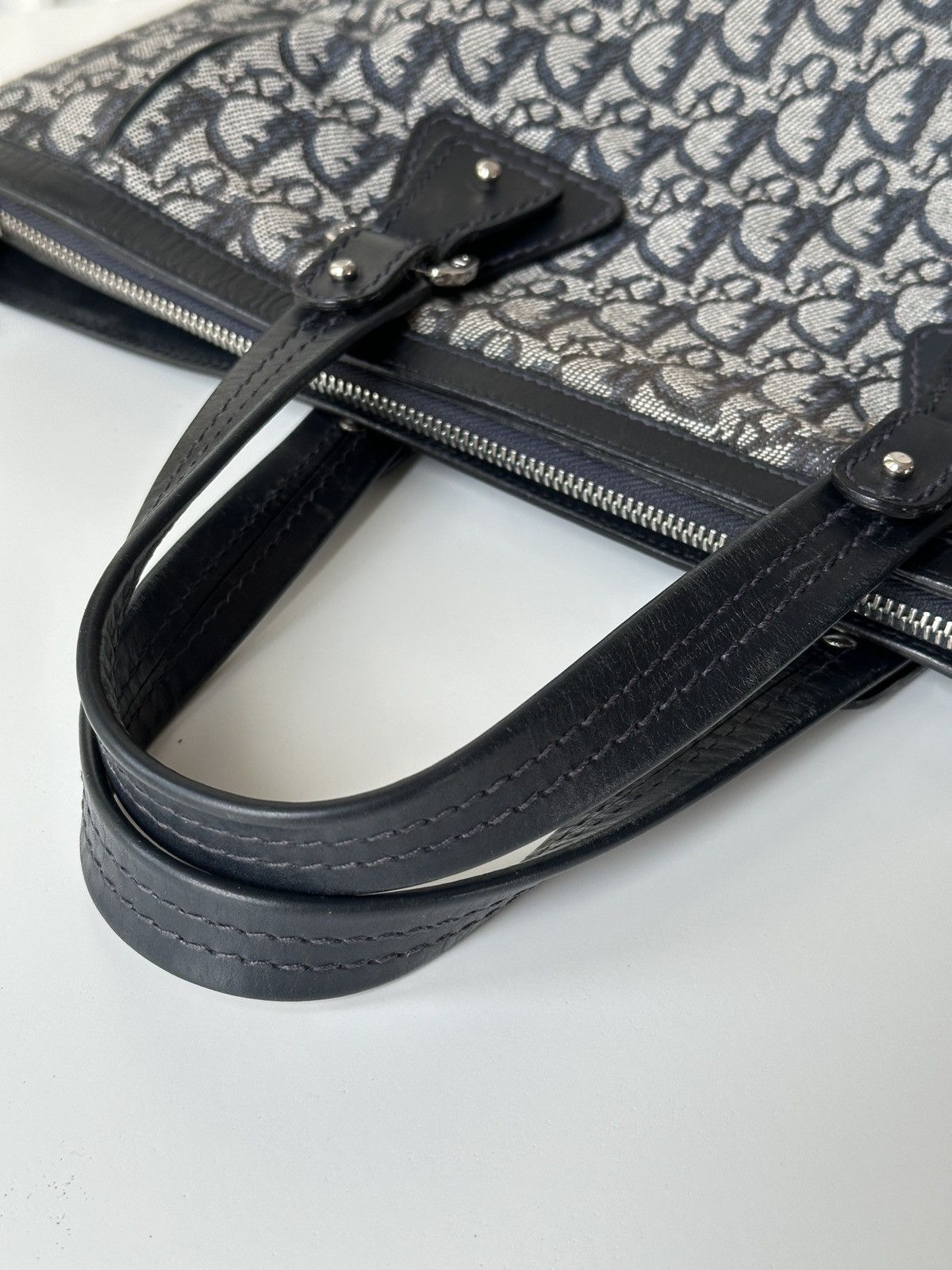 Christian Dior Monsieur DIOR Monogram Navy Diorissimo Canvas Medium Tote Bag Size ONE SIZE - 14 Thumbnail