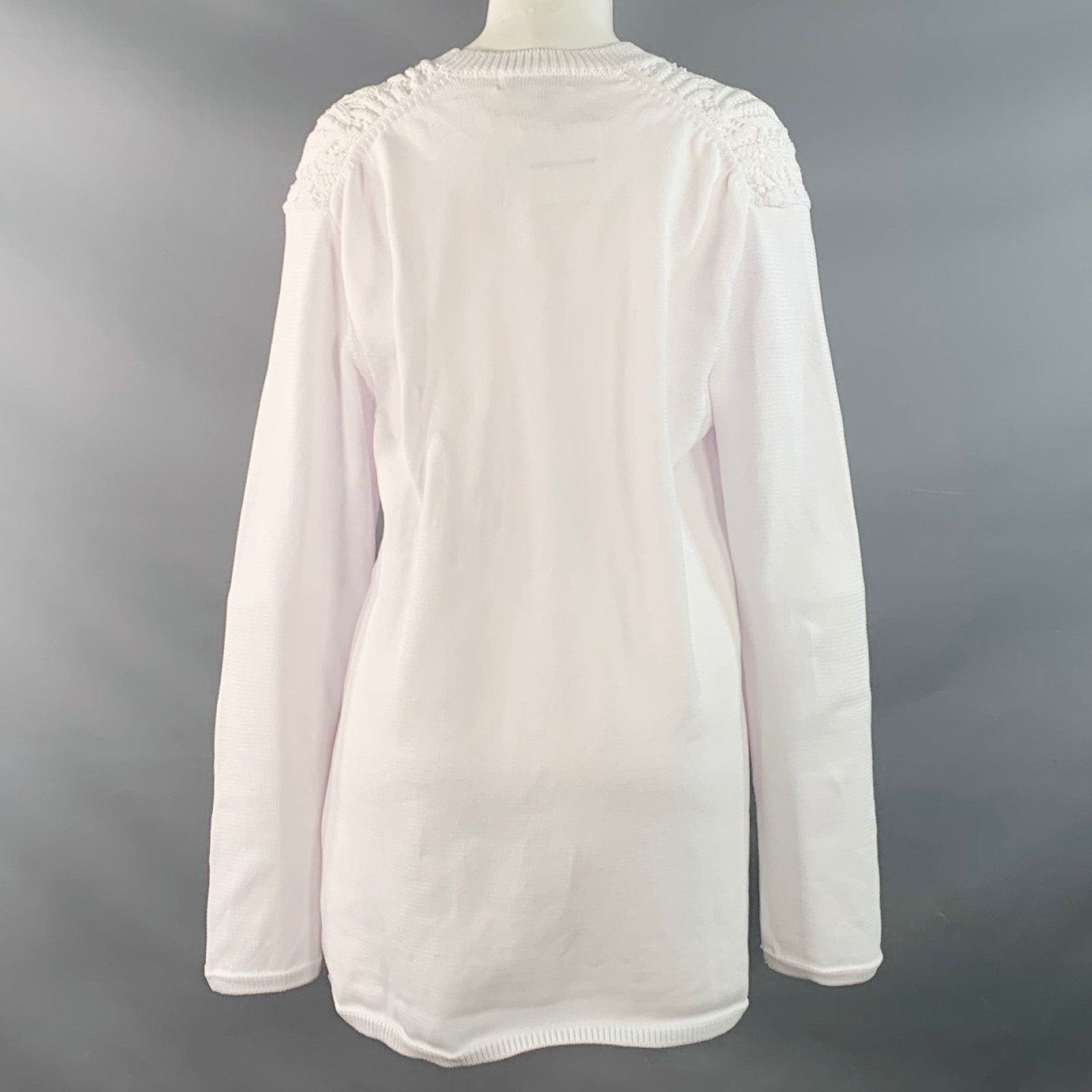 Comme des Garcons 2022 Size M White Cable Knit Polyester Crew Neck Sweater Size M / US 6-8 / IT 42-44 - 4 Thumbnail