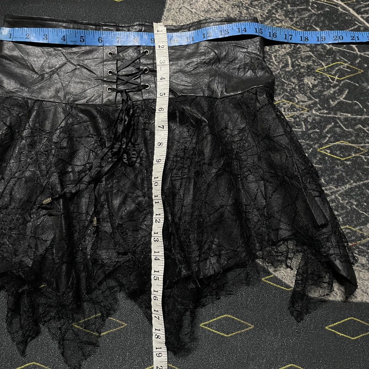 Japanese Brand × KMRii 💥- KMRII Ştyle Asymmetrical Mesh Layered Leather Skirt Size 29" - 7 Thumbnail