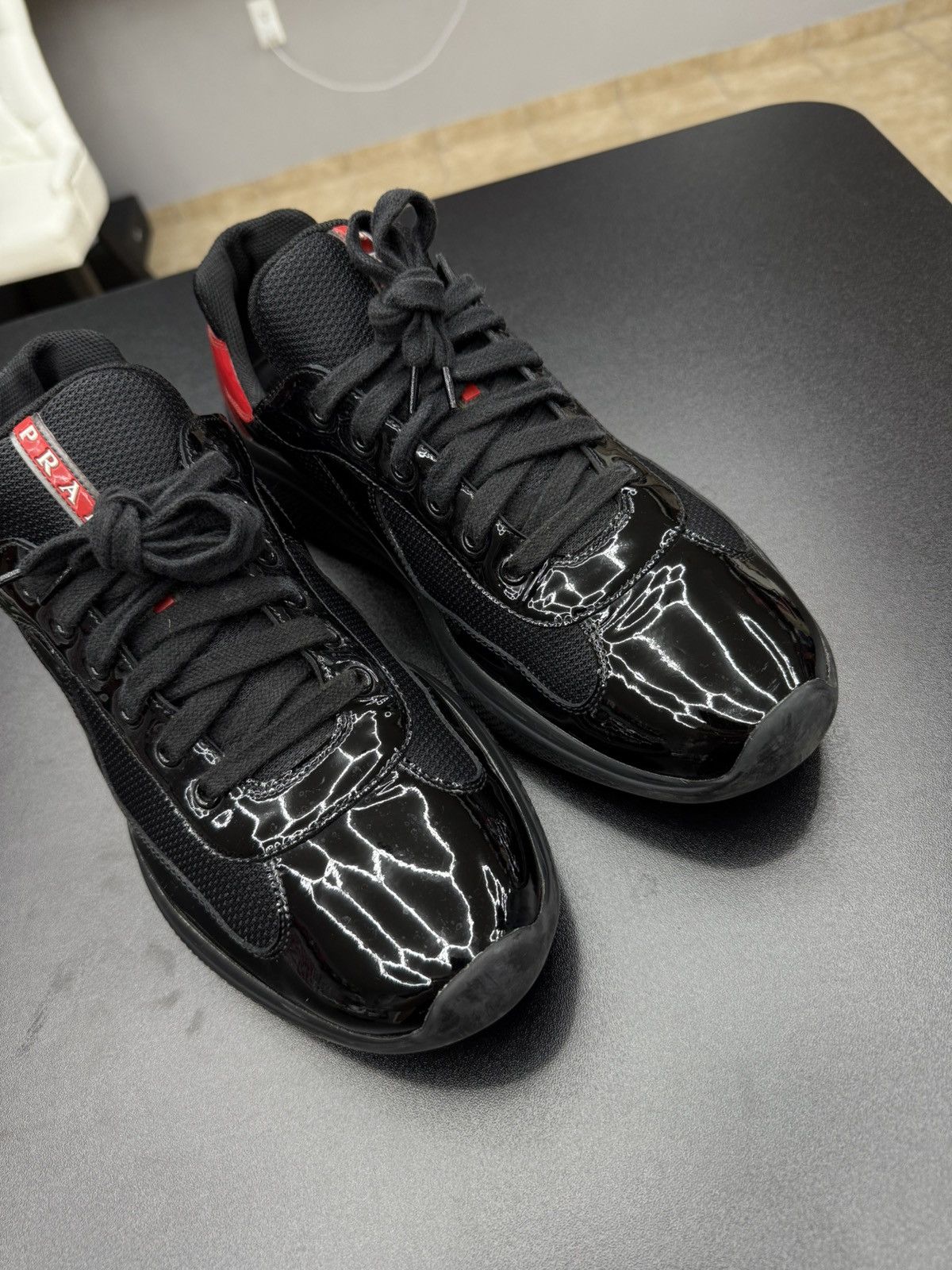 Prada Prada Americas Cup Sneaker Black Red Size 11 US 10 Prada Size US 11 / EU 44 - 5 Thumbnail