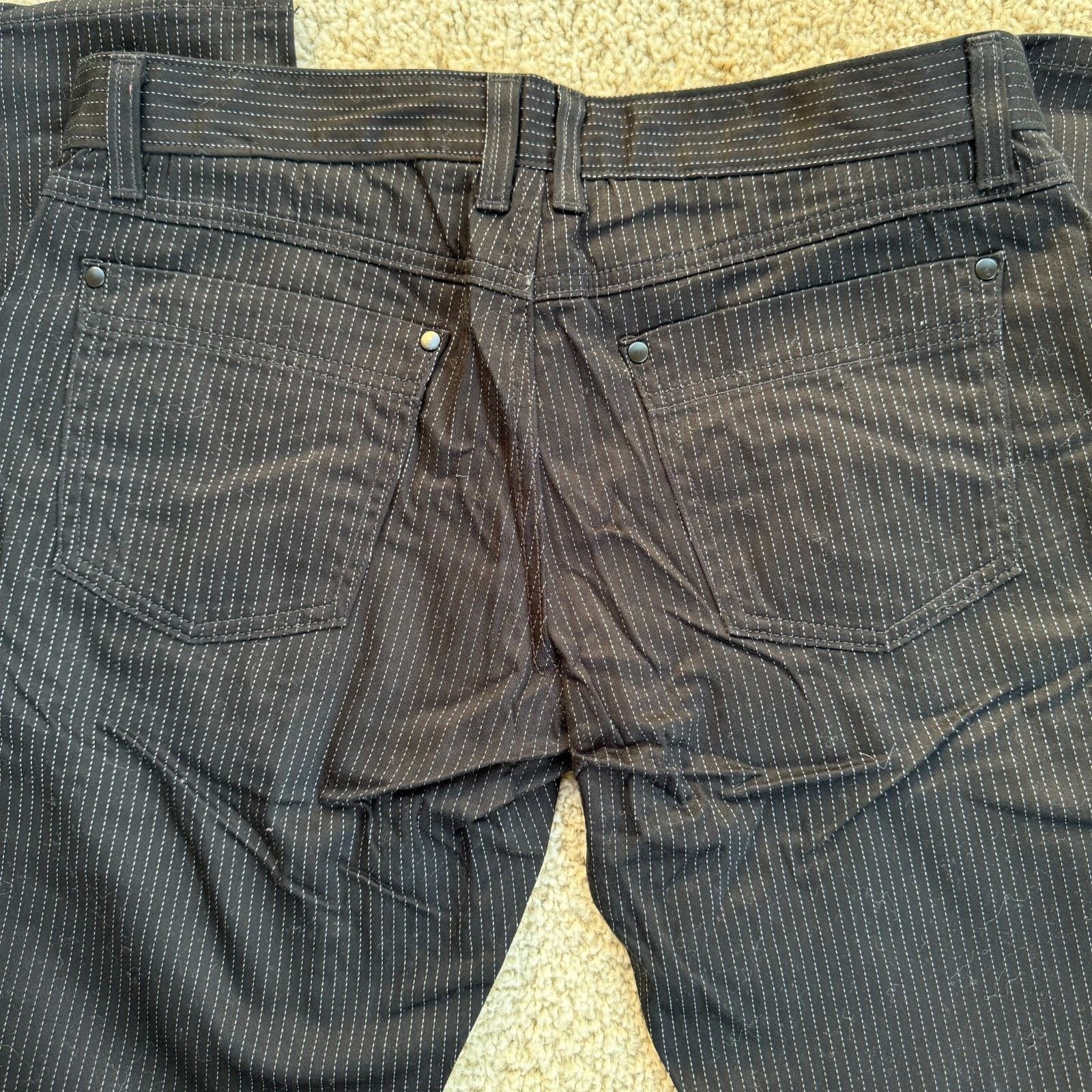Hot Topic Social Collision Pinstripe Pants 32 Slim Stretch Black Goth Size 32" / US 10 / IT 46 - 10 Thumbnail