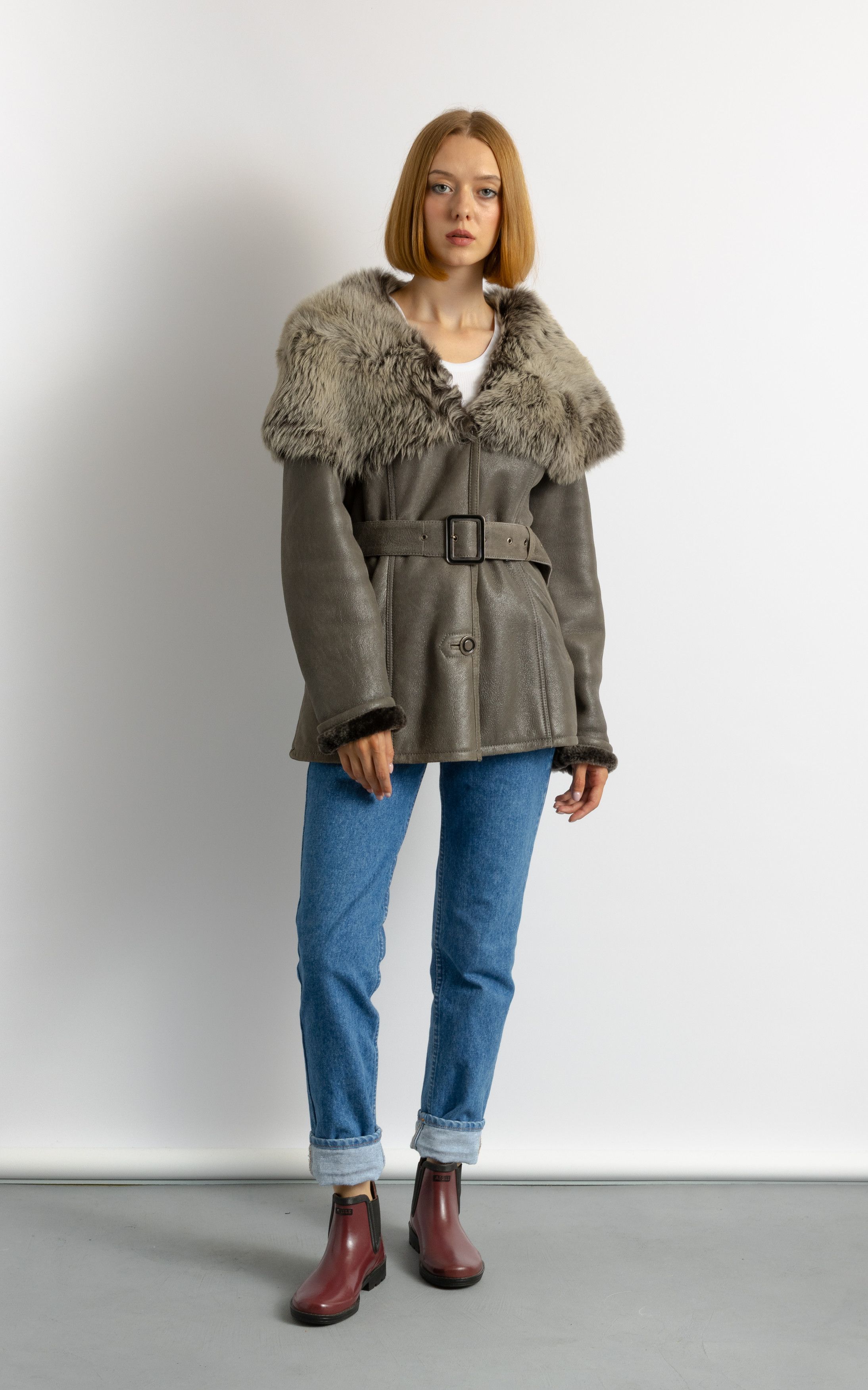 Vintage Women Sheepskin Leather Coat 80s, Size M 5926 Size M / US 6-8 / IT 42-44 - 1 Thumbnail