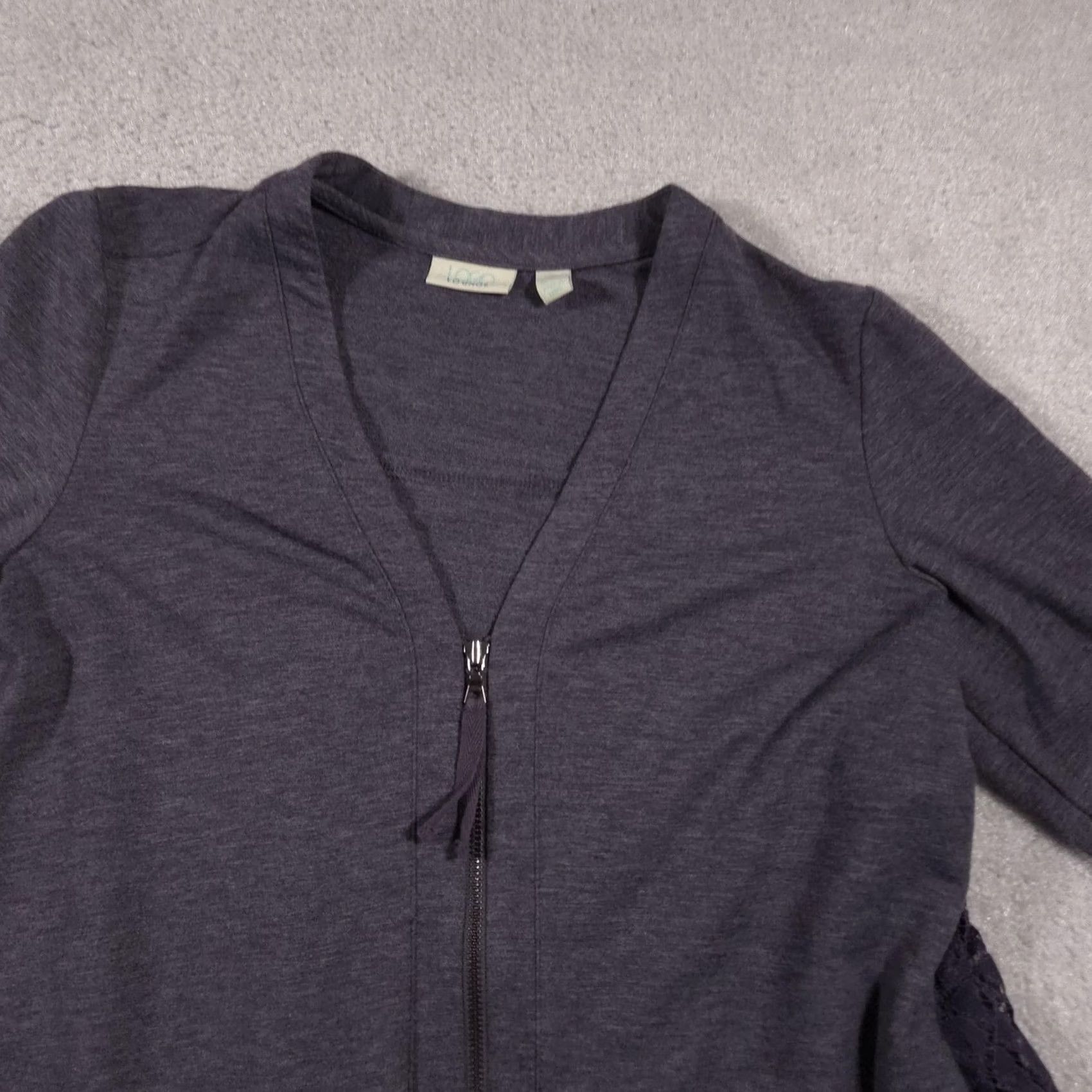 Vintage LOGO Lounge Cardigan Womens XL Purple Open Front Lace Trim Pockets Casual Lightweight Zip Front Lounge Wear Size L / US 10 / IT 46 - 3 Thumbnail