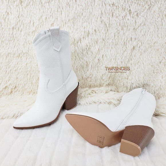 Other Slayer White Cowgirl Cowboy Ankle Boots Western Block Heels Size US 9 / IT 39 - 5 Thumbnail