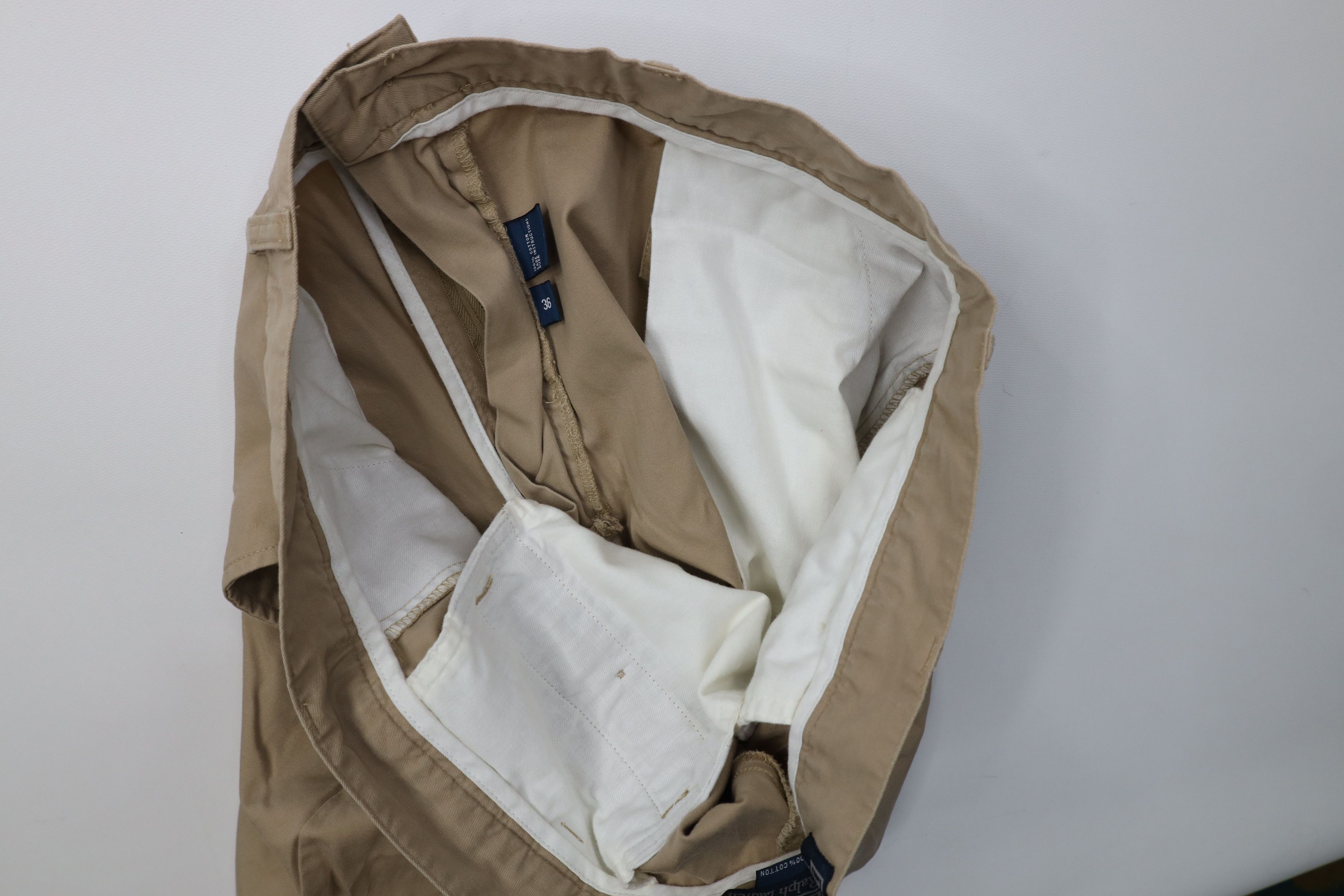Ralph Lauren Vintage 90s Ralph Lauren Golf Golfing Shorts Beige Cotton Size US 36 / EU 52 - 8 Thumbnail