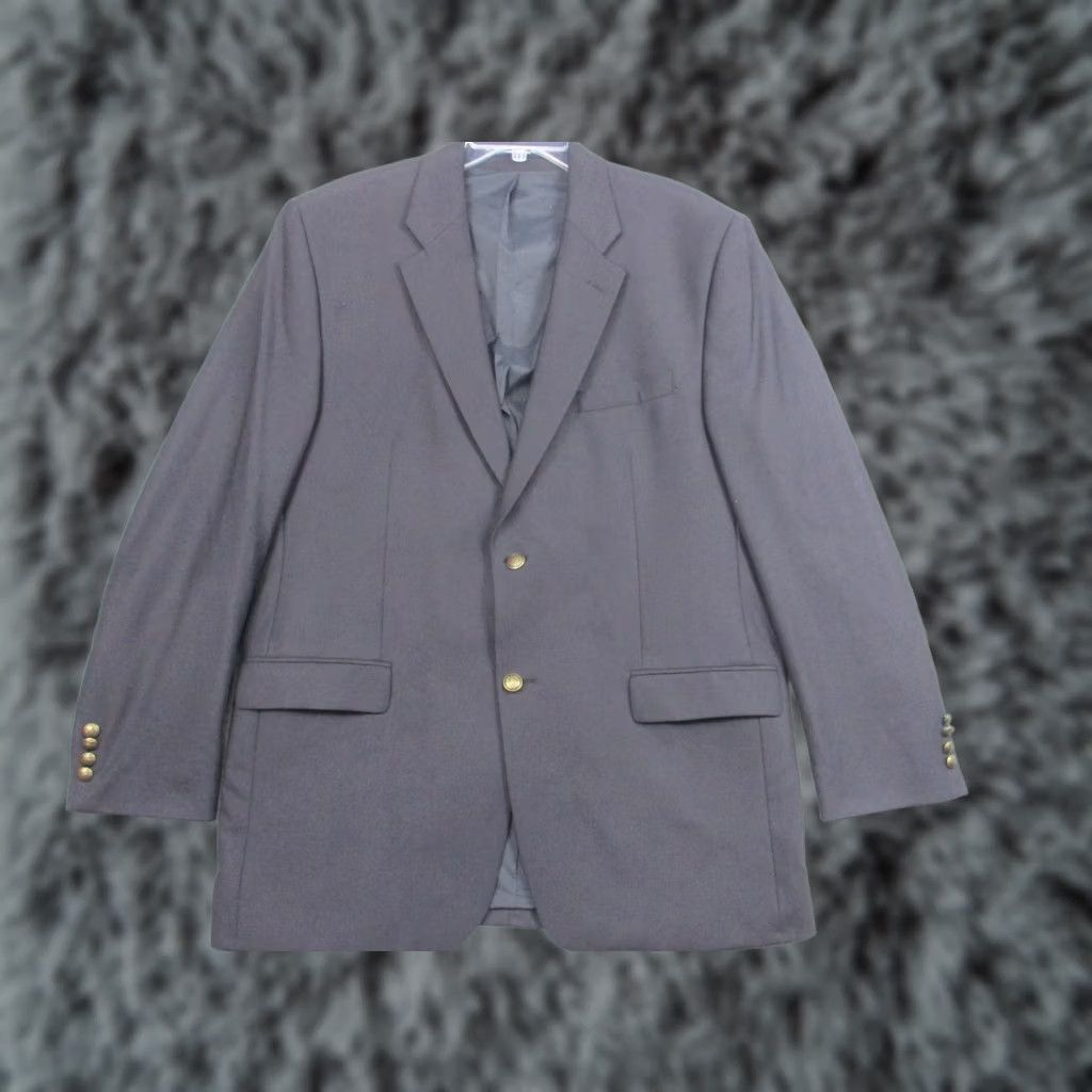 Ralph Lauren Lauren Ralph Lauren Blazer Mens 44L Navy Wool Blend Gold Crest Buttons 2 Button Size 44R - 1 Thumbnail