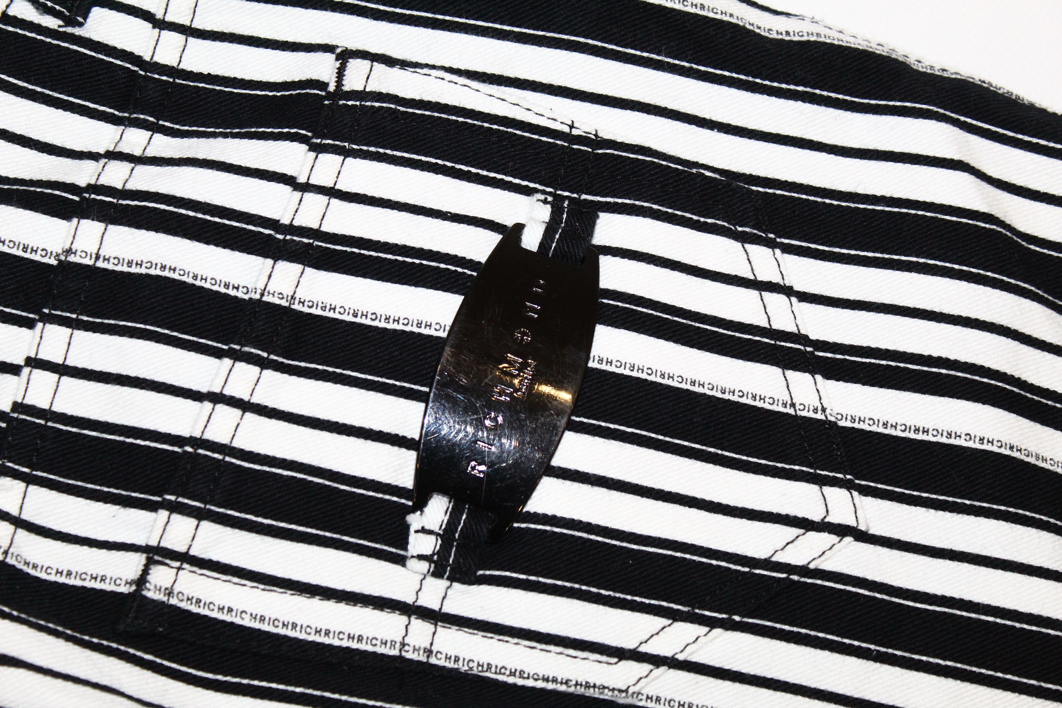 John Richmond Richmond Denim Low-Rise Super Skinny Striped Jeans Size US 31 - 10 Thumbnail
