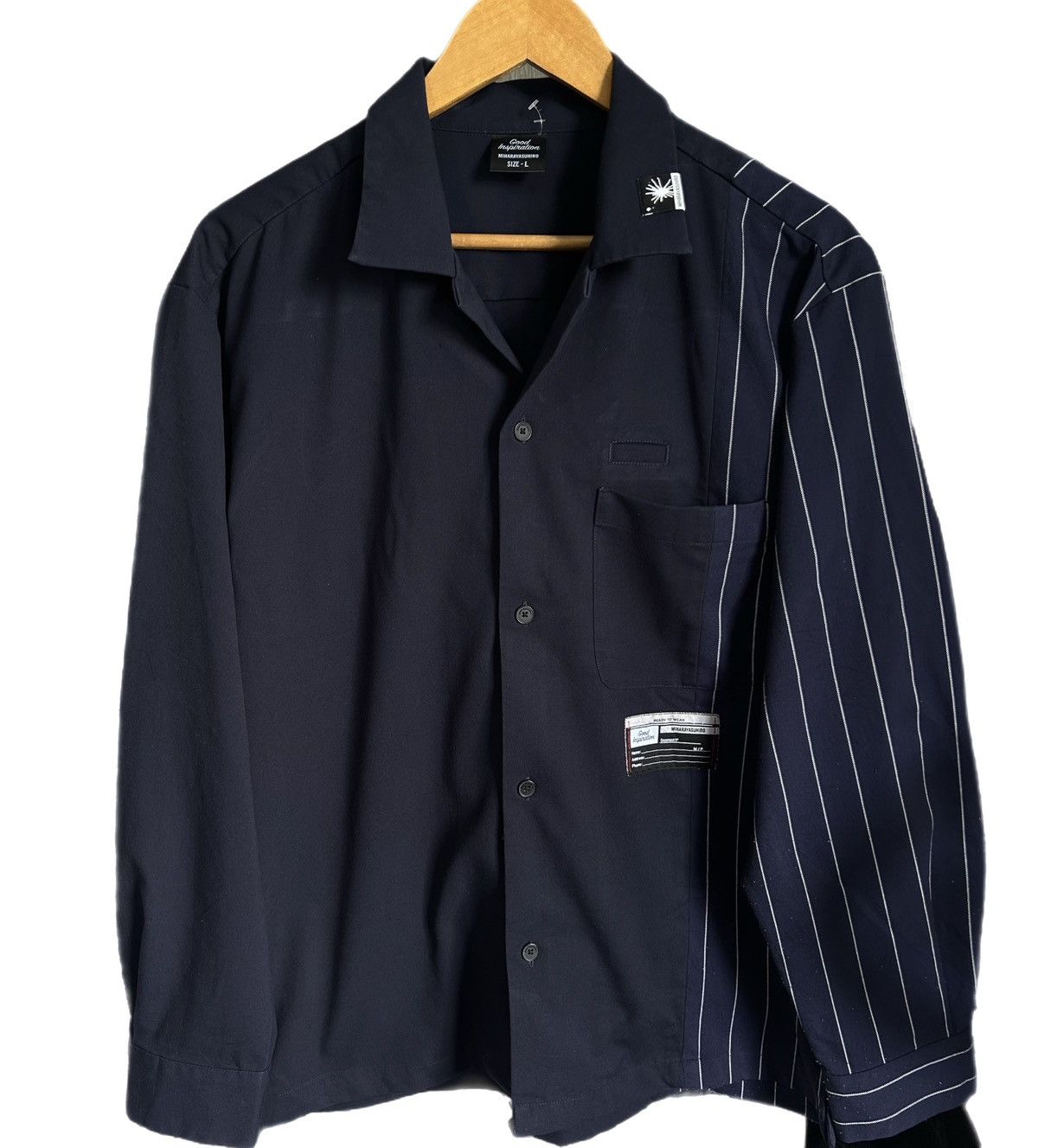 Miharayasuhiro x GU Two Tone Striped Camp Shirt